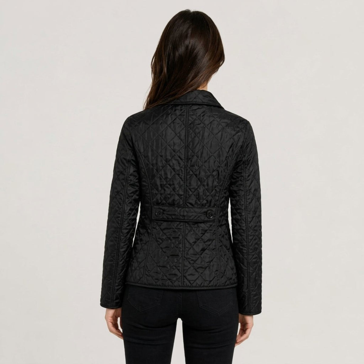 Klara - Women's Quilted Collared Transitional Jacket - Coats & Jackets - Black - Parker&Brooks