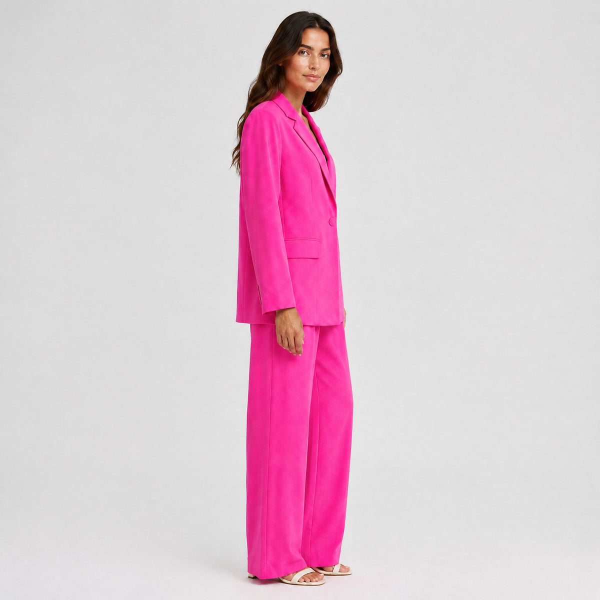 Klara - Women's Tailored Wide-Leg Trouser Blazer Set - Outfit Sets - Pink - Parker&Brooks