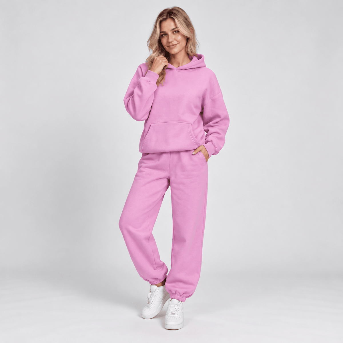 Lena - Women's Oversized Hoodie and Jogger Two-Piece Set - Outfit Sets - Pink - Sarvento