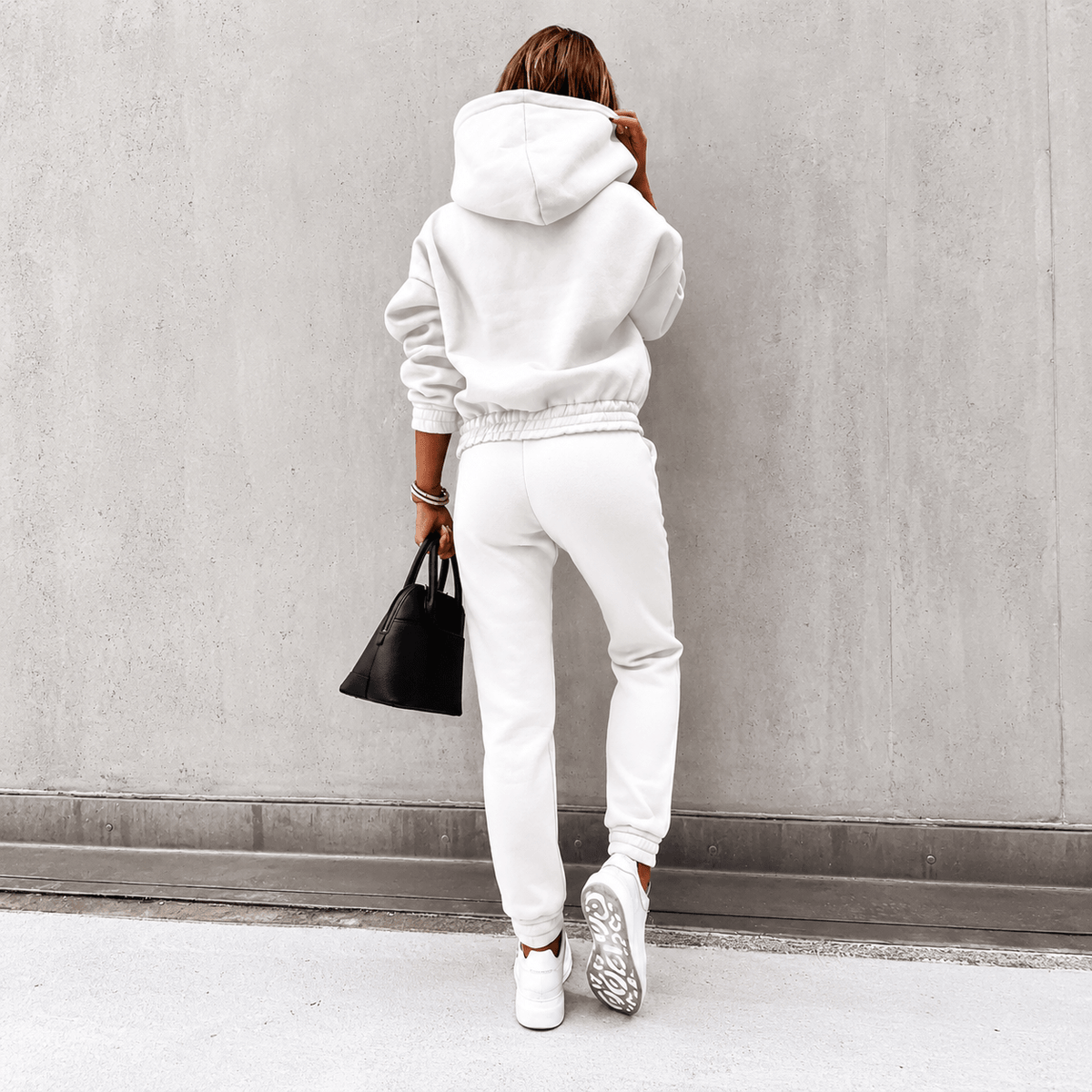 Livia - Women's Oversized Hooded Sweatshirt and Jogger Set - Outfit Sets - White - Parker&Brooks