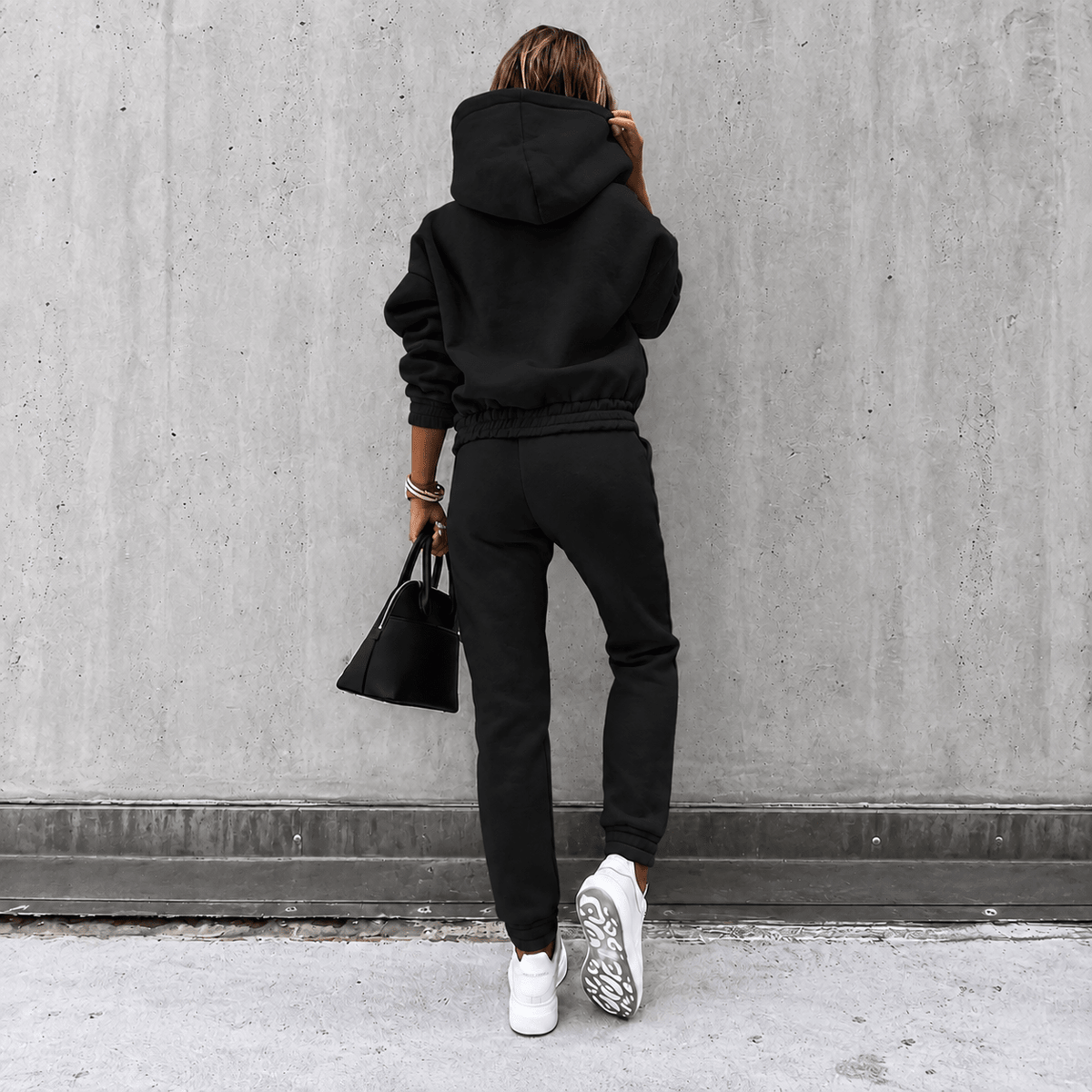 Livia - Women's Oversized Hooded Sweatshirt and Jogger Set - Outfit Sets - Black - Parker&Brooks