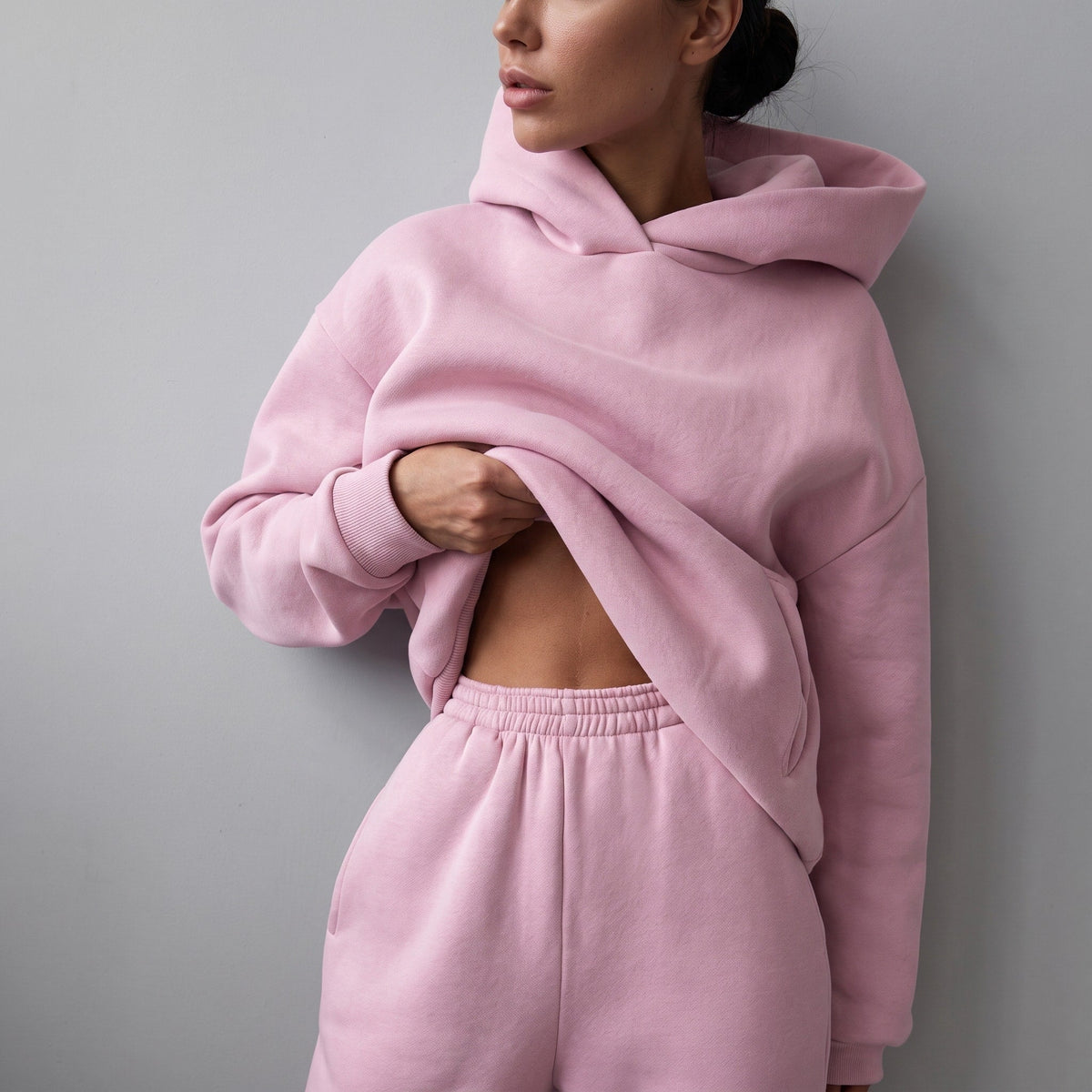 Lola - Women's Oversized Hooded Sweatshirt and Jogger Set - Outfit Sets - Pink - Parker&Brooks