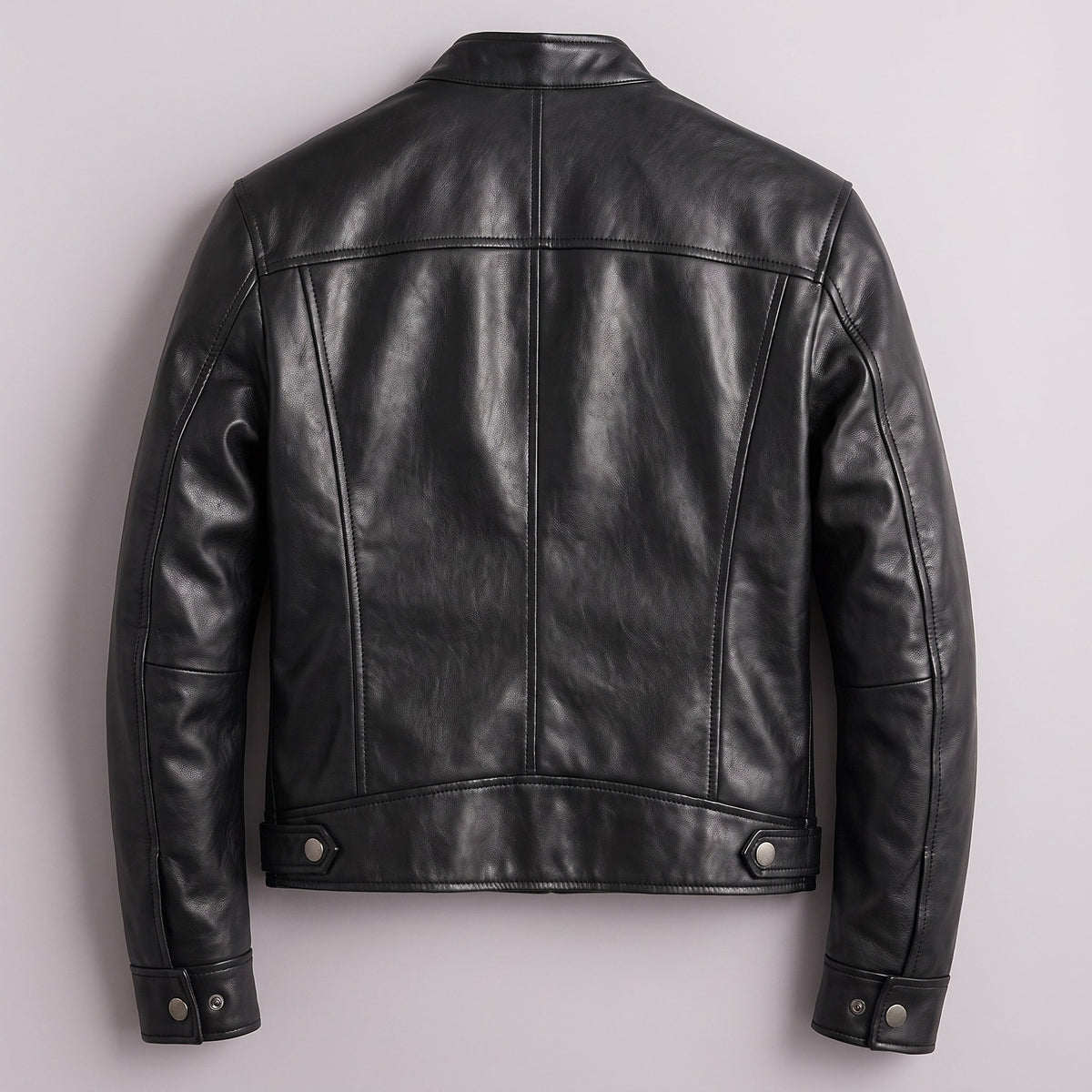 Marcus - Men's Classic Zip-Up Biker Jacket with Snap Collar - Motorcycle Outerwear - Black - Parker&Brooks