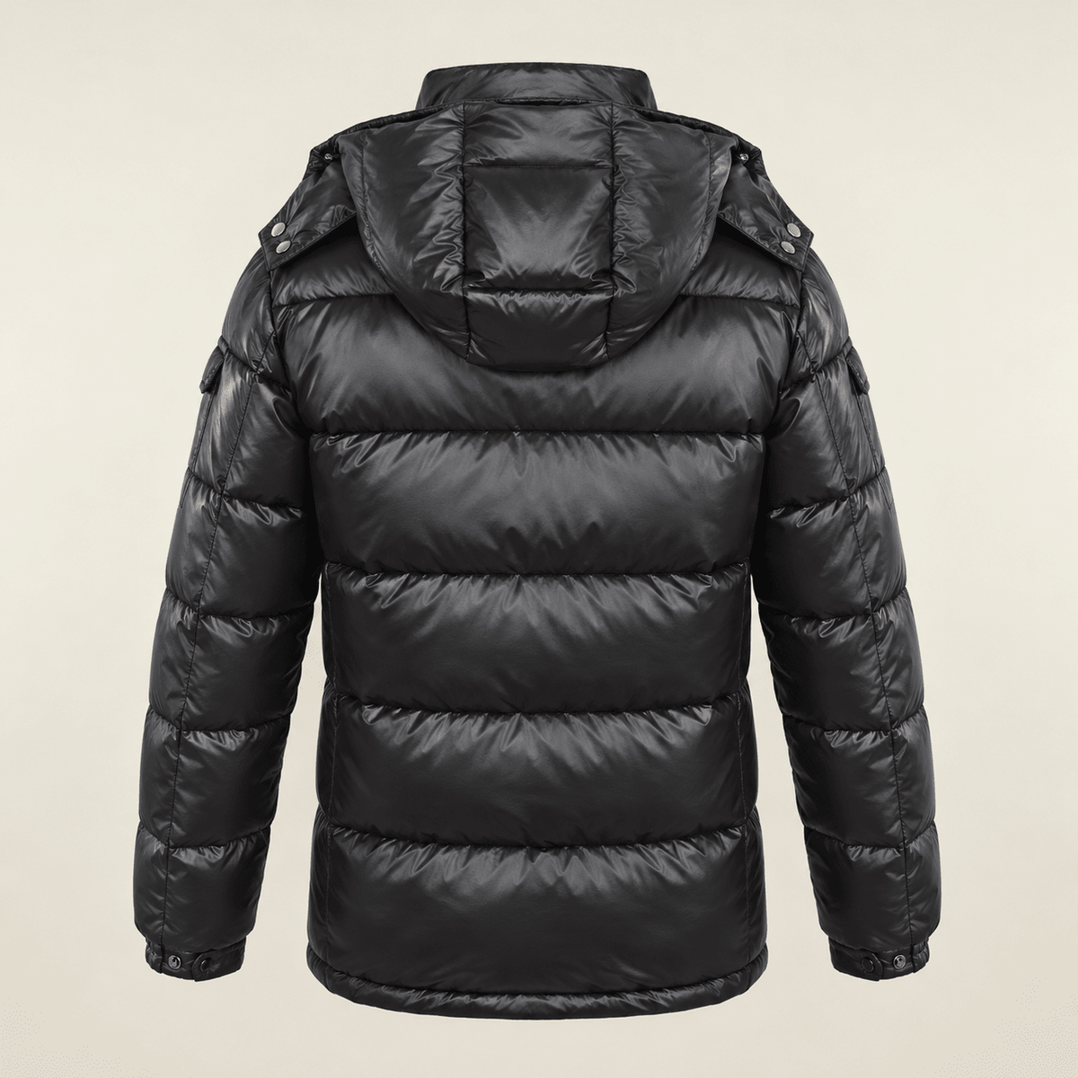 Marcus - Men's Glossy Hooded Puffer Jacket with Zip Pockets - Puffer Jackets - Black - Sarvento