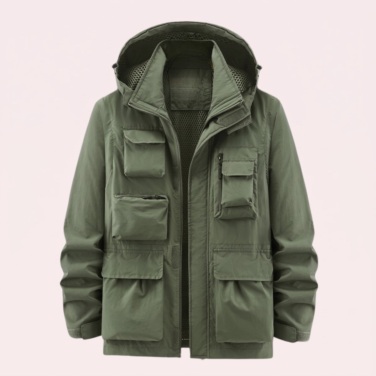 Marcus - Men's Hooded Multi-Pocket Utility Jacket - Coats & Jackets - Green - Parker&Brooks