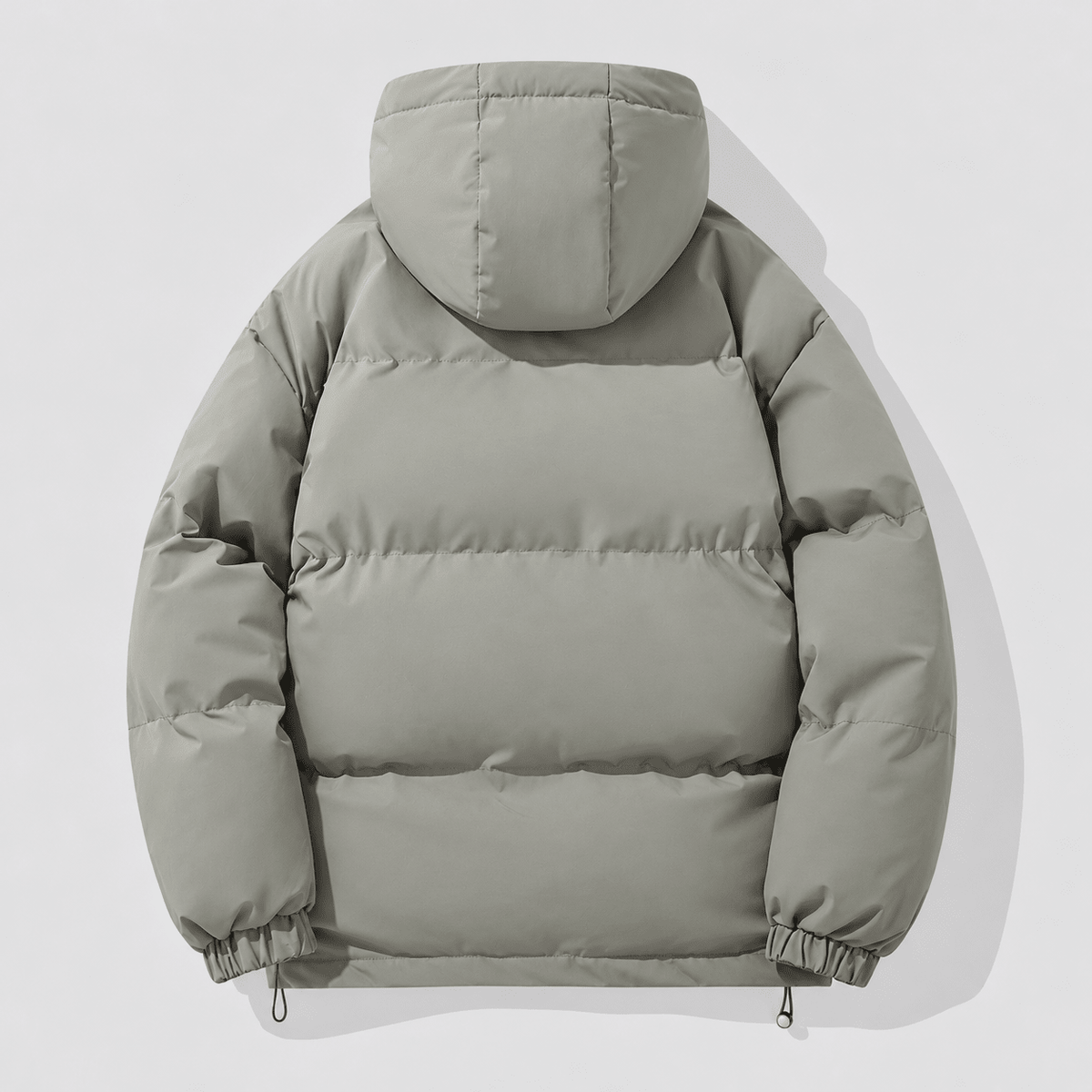 Marcus - Men's Hooded Puffer Jacket with Drawstring Hem and Zip Closure - Puffer Jackets - Sage Green - Sarvento