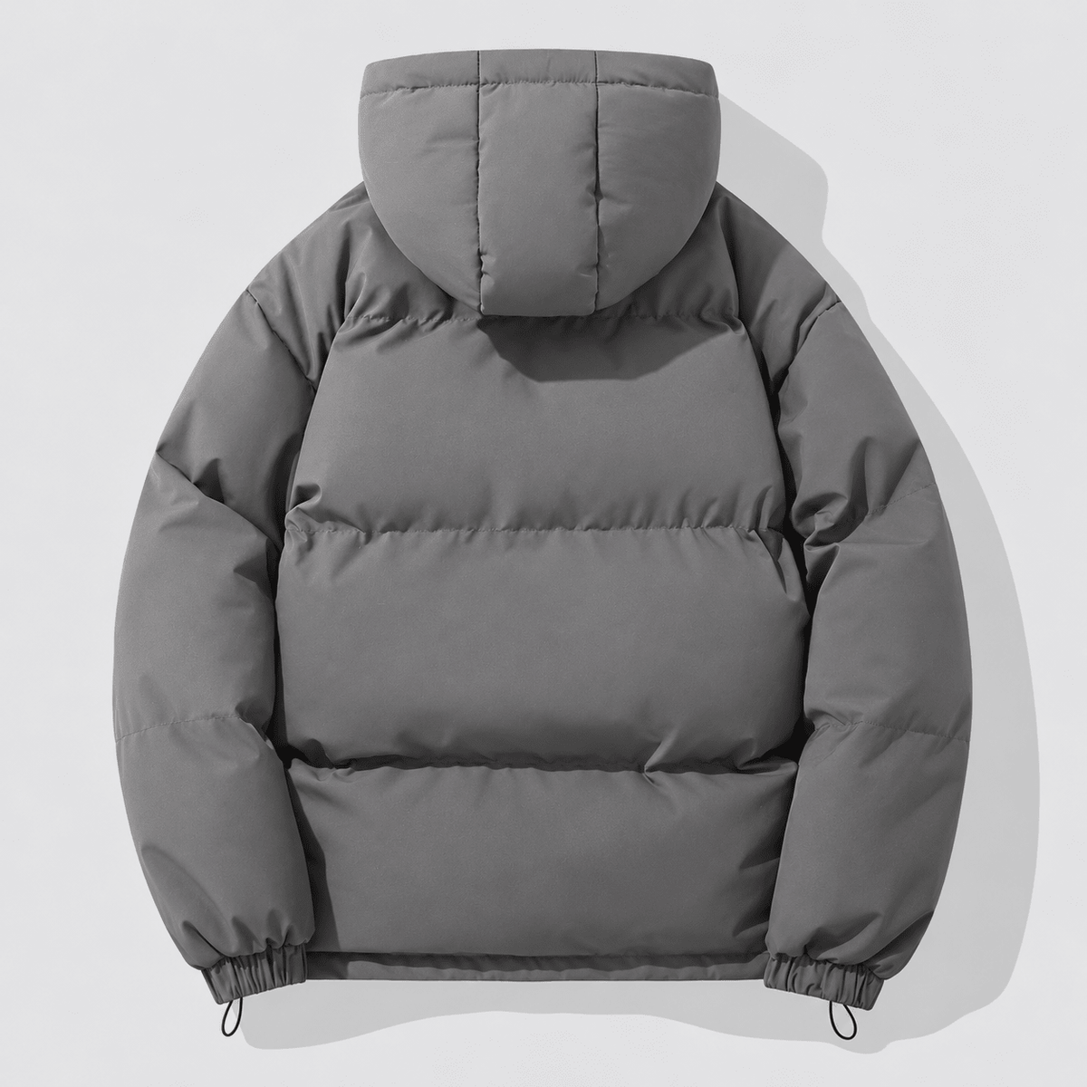 Marcus - Men's Hooded Puffer Jacket with Drawstring Hem and Zip Closure - Puffer Jackets - Dark Gray - Sarvento