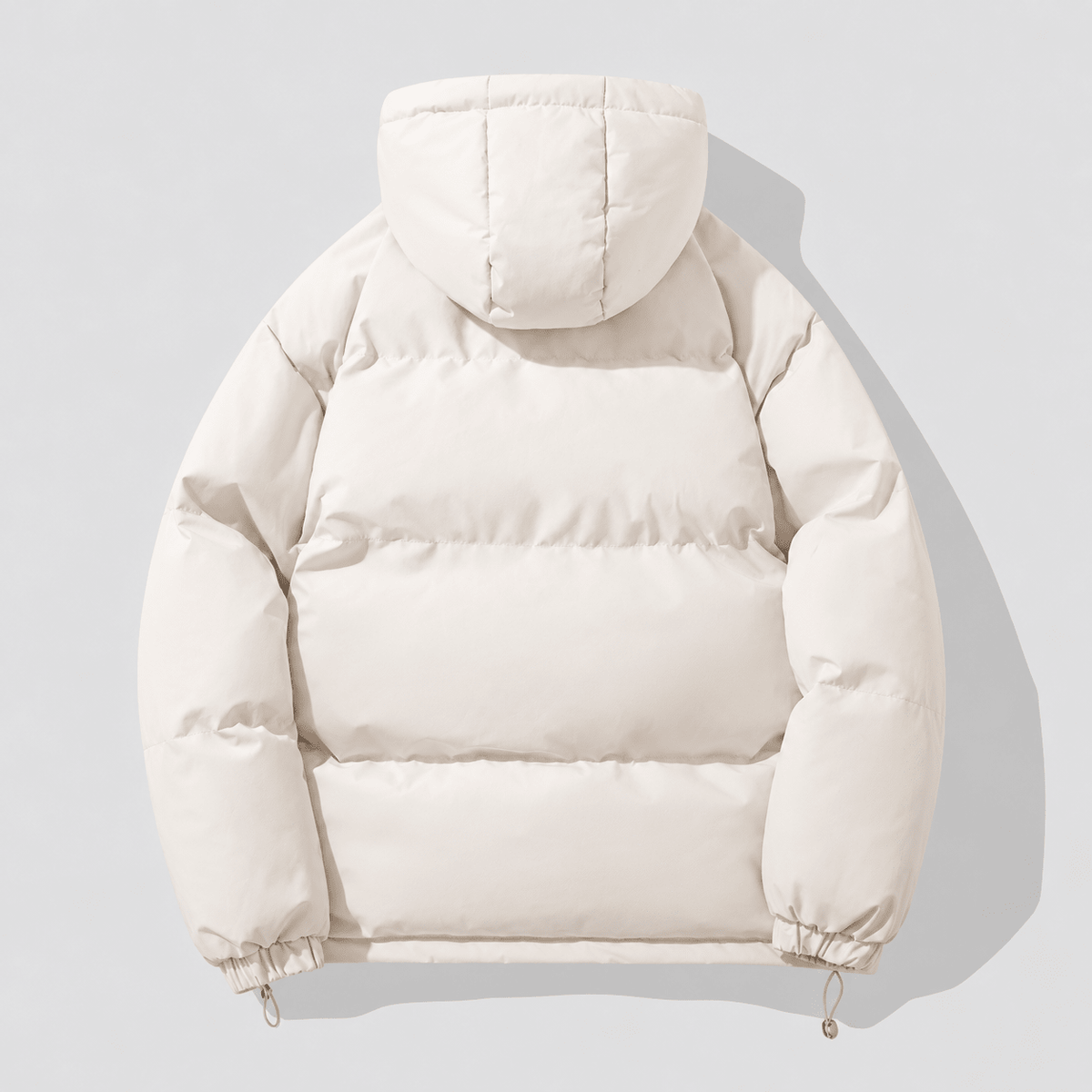 Marcus - Men's Hooded Puffer Jacket with Drawstring Hem and Zip Closure - Puffer Jackets - Cream - Sarvento