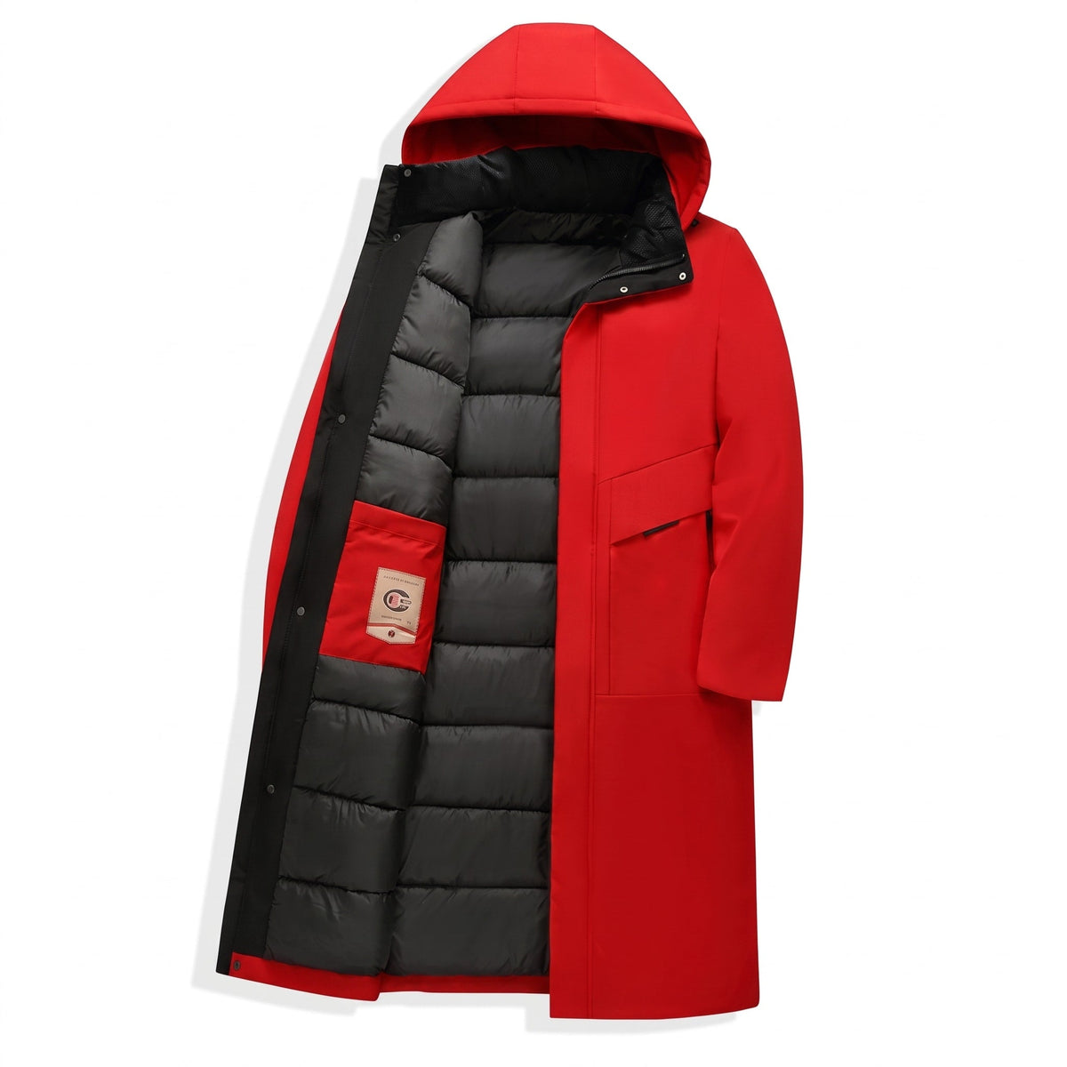 Marcus - Men's Hooded Quilted Parka Jacket with Zip Closure - Coats & Jackets - Red - Sarvento