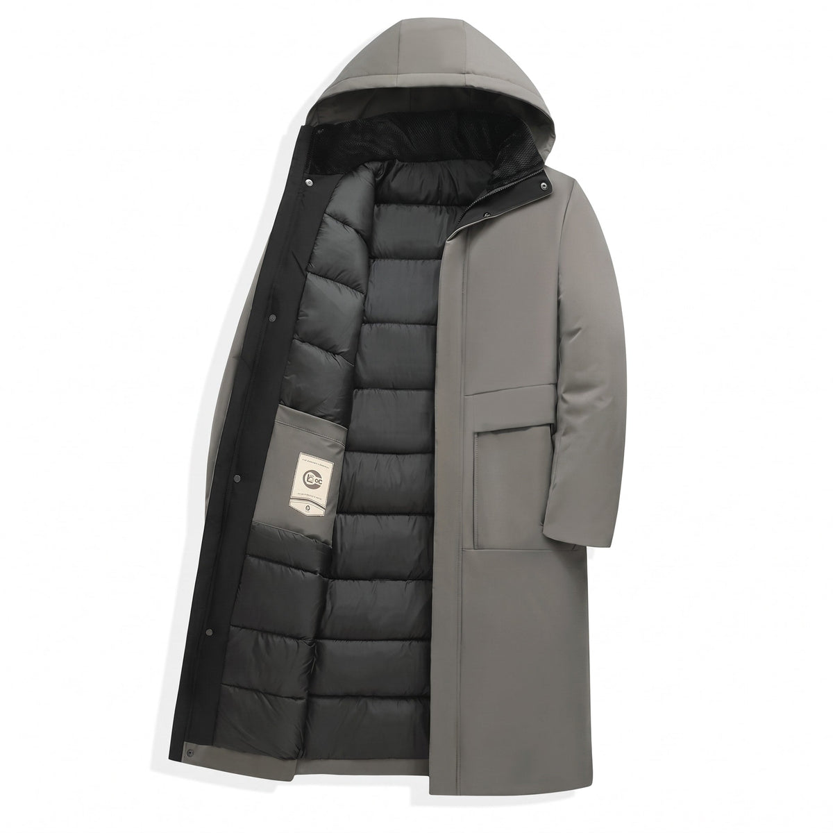 Marcus - Men's Hooded Quilted Parka Jacket with Zip Closure - Coats & Jackets - Gray - Sarvento