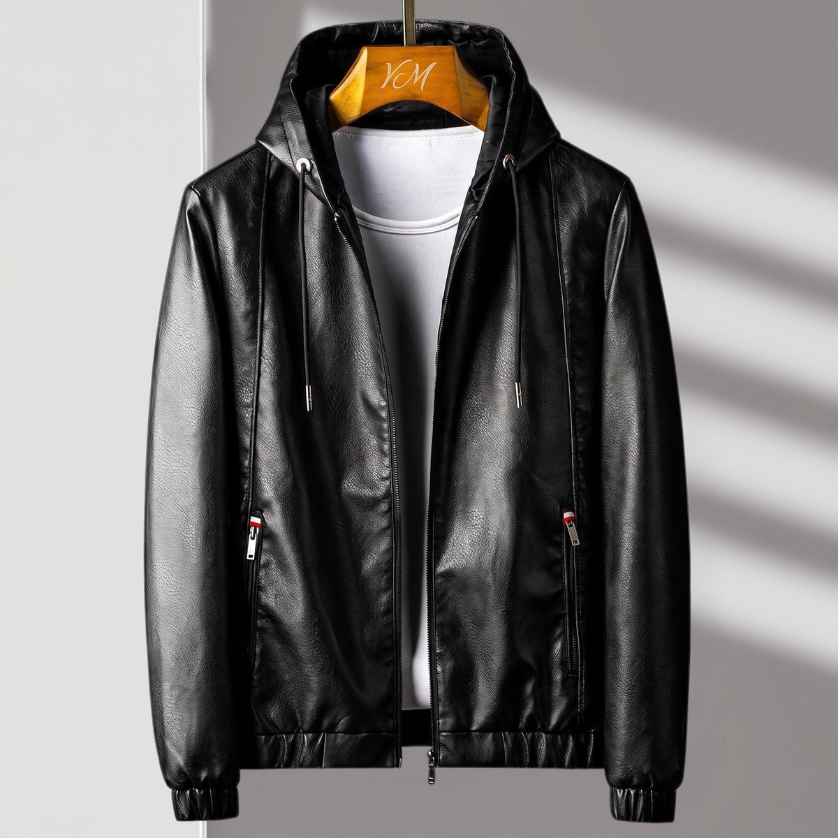 Marcus - Men's Hooded Zip-Up Jacket with Zip Pockets - Coats & Jackets - Black - Parker&Brooks