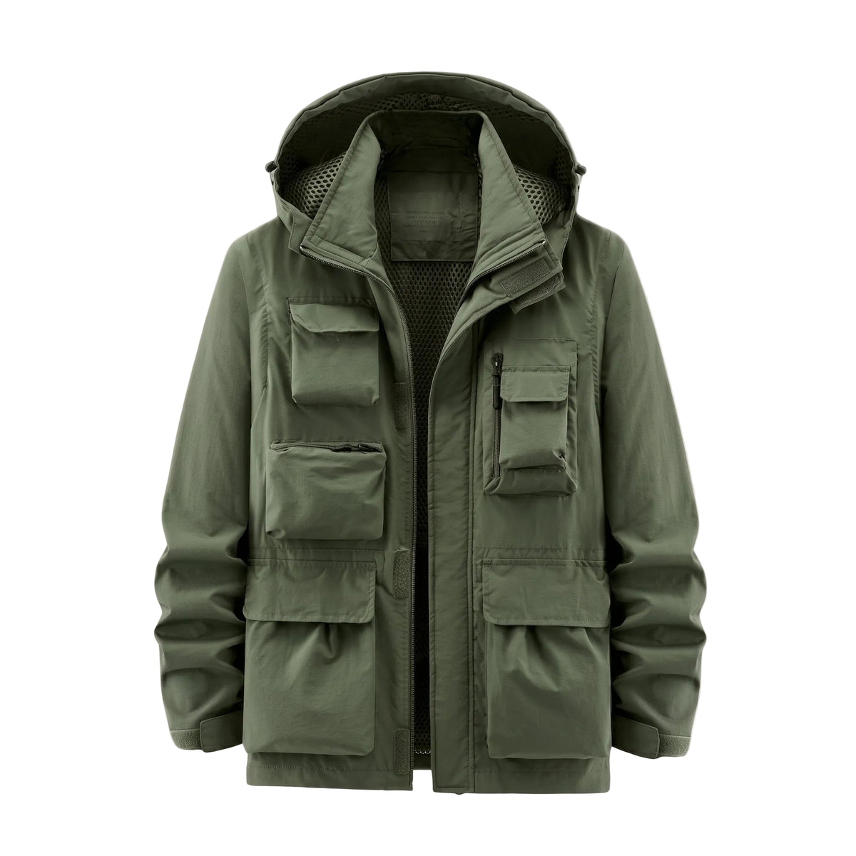 Marcus - Men's Multi-Pocket Hooded Utility Jacket with Zip Closure - Coats & Jackets - Green - Parker&Brooks