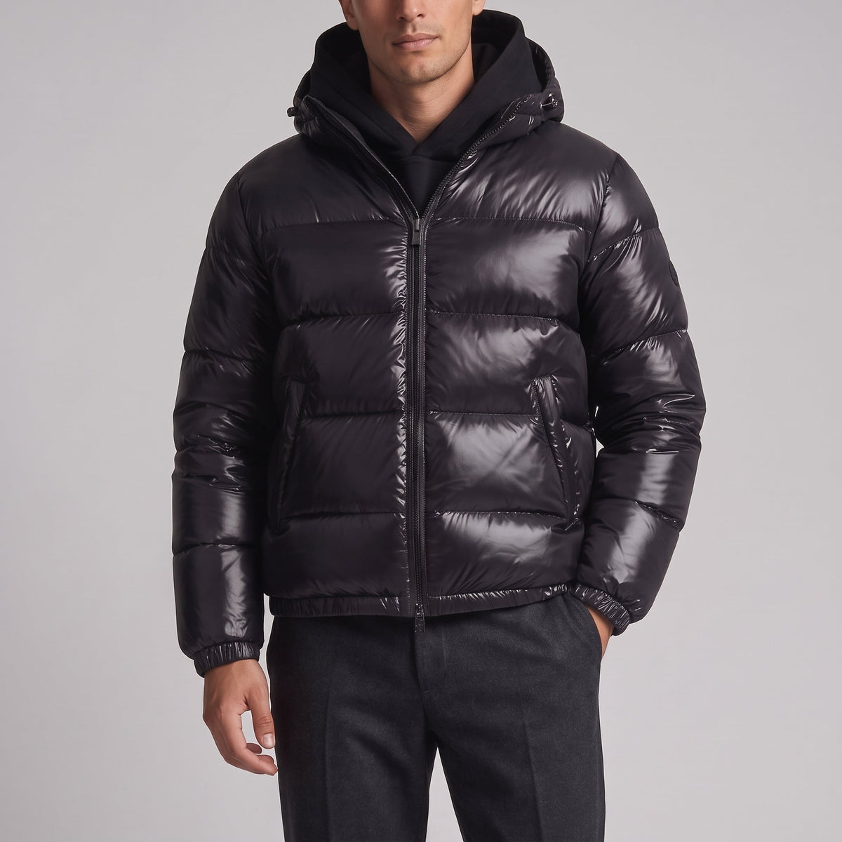 Marcus – Men’s Oversized Cropped Hooded Puffer Jacket - Puffer Jackets - Black - Sarvento