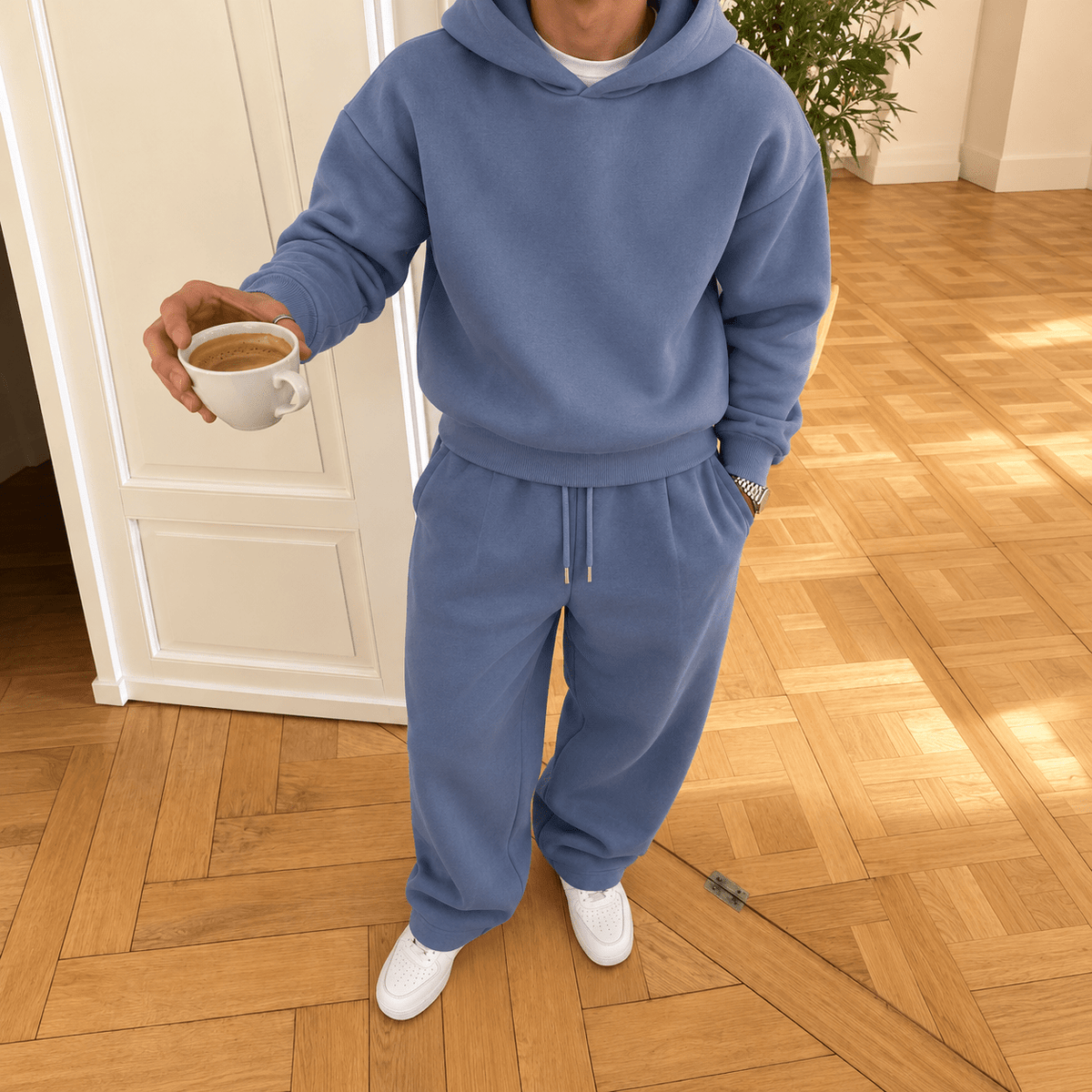 Marcus – Men’s Oversized Hooded Sweatshirt Jogger Tracksuit - Outfit Sets - Blue - Sarvento