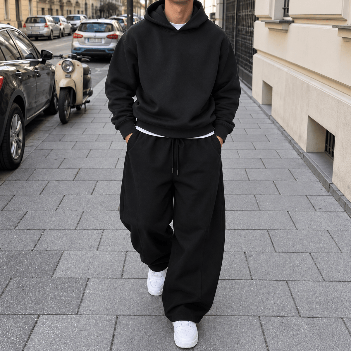 Marcus – Men’s Oversized Hooded Sweatshirt Jogger Tracksuit - Outfit Sets - Black - Sarvento