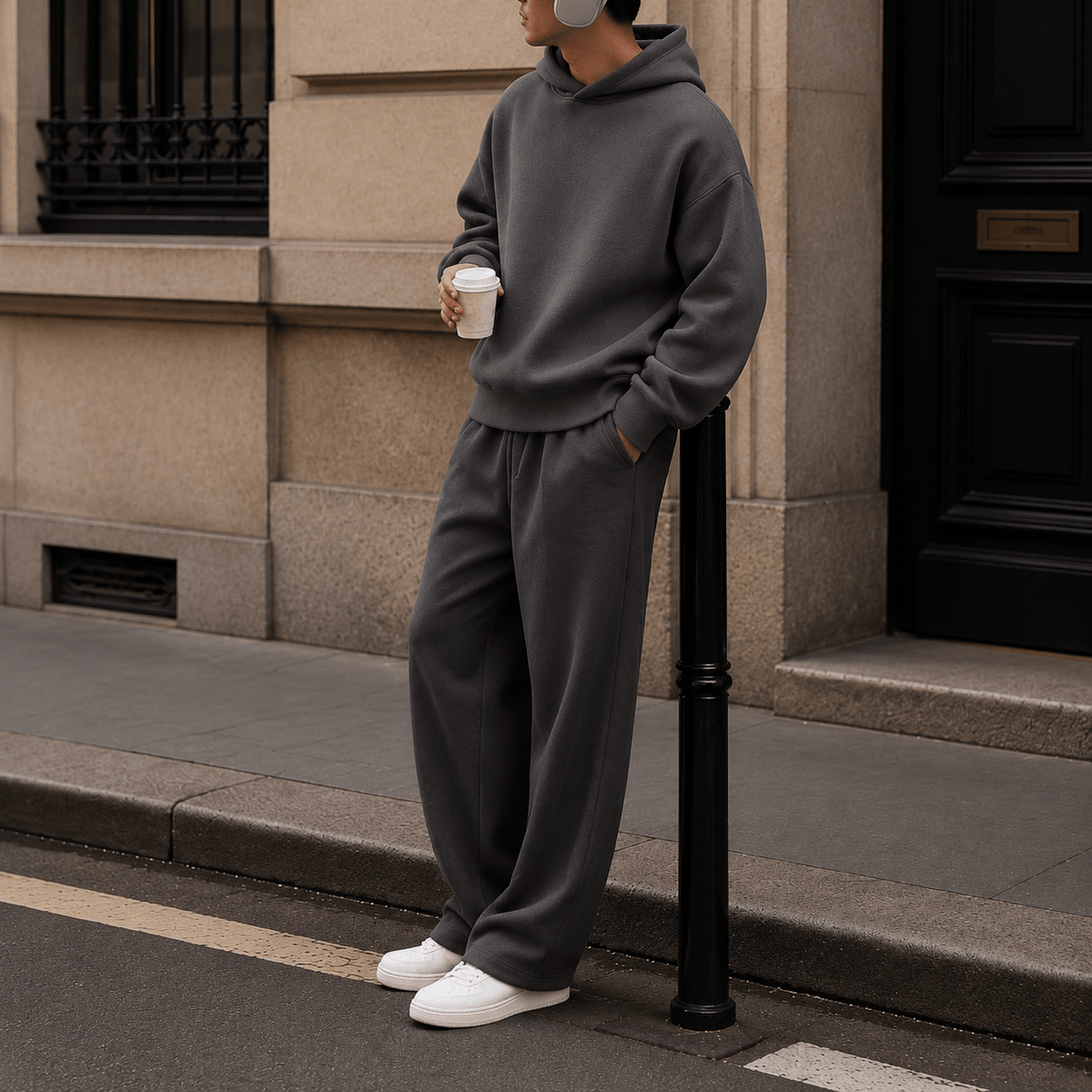 Marcus – Men’s Oversized Hooded Sweatshirt Jogger Tracksuit - Outfit Sets - Dark Gray - Sarvento