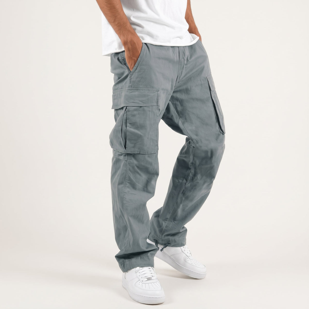 Marcus – Men’s Relaxed Fit Drawstring Cargo Pants - Cargo Pants - Gray - Sarvento