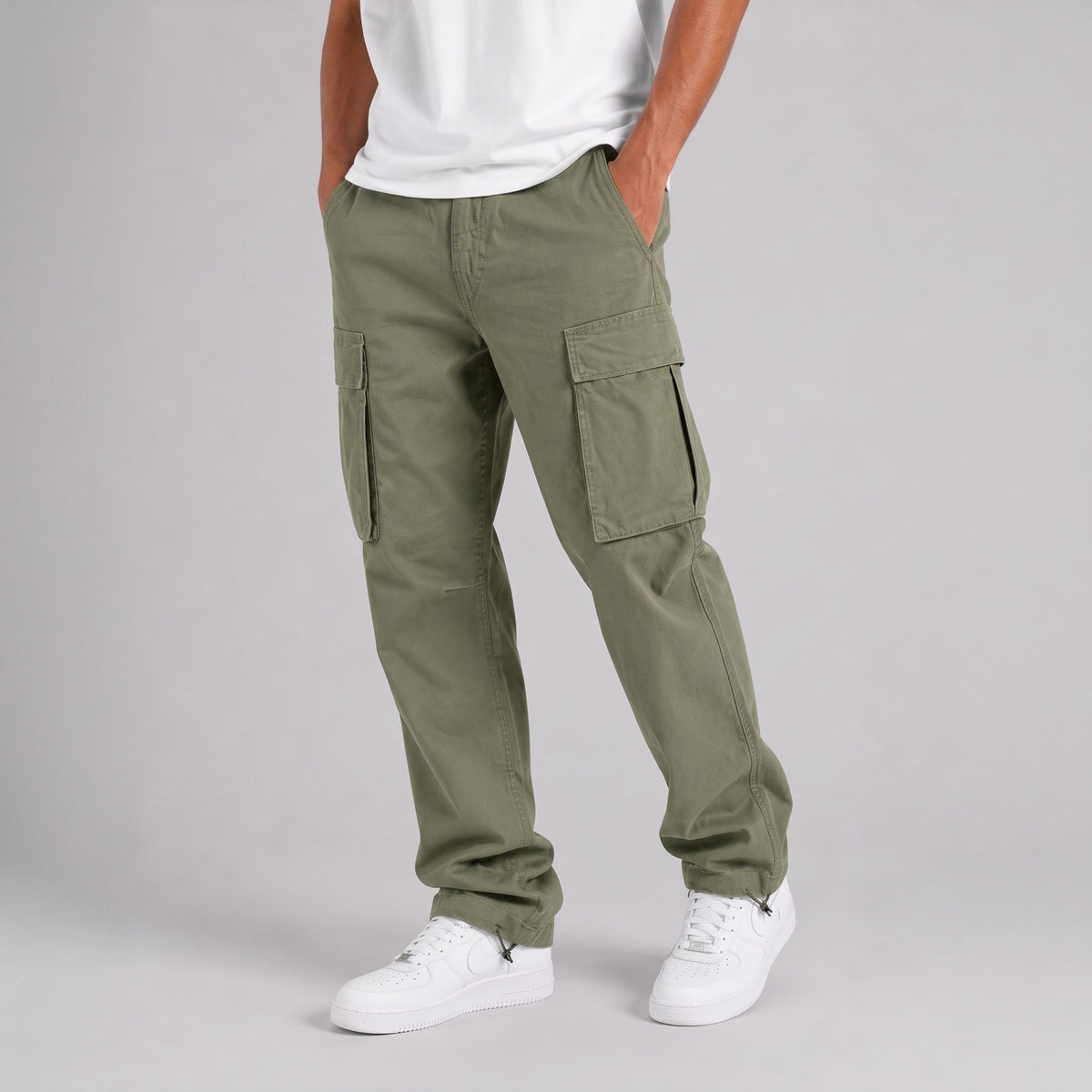 Marcus - Men's Relaxed Fit Straight-Leg Cargo Pants - Cargo Pants - Army Green - Sarvento