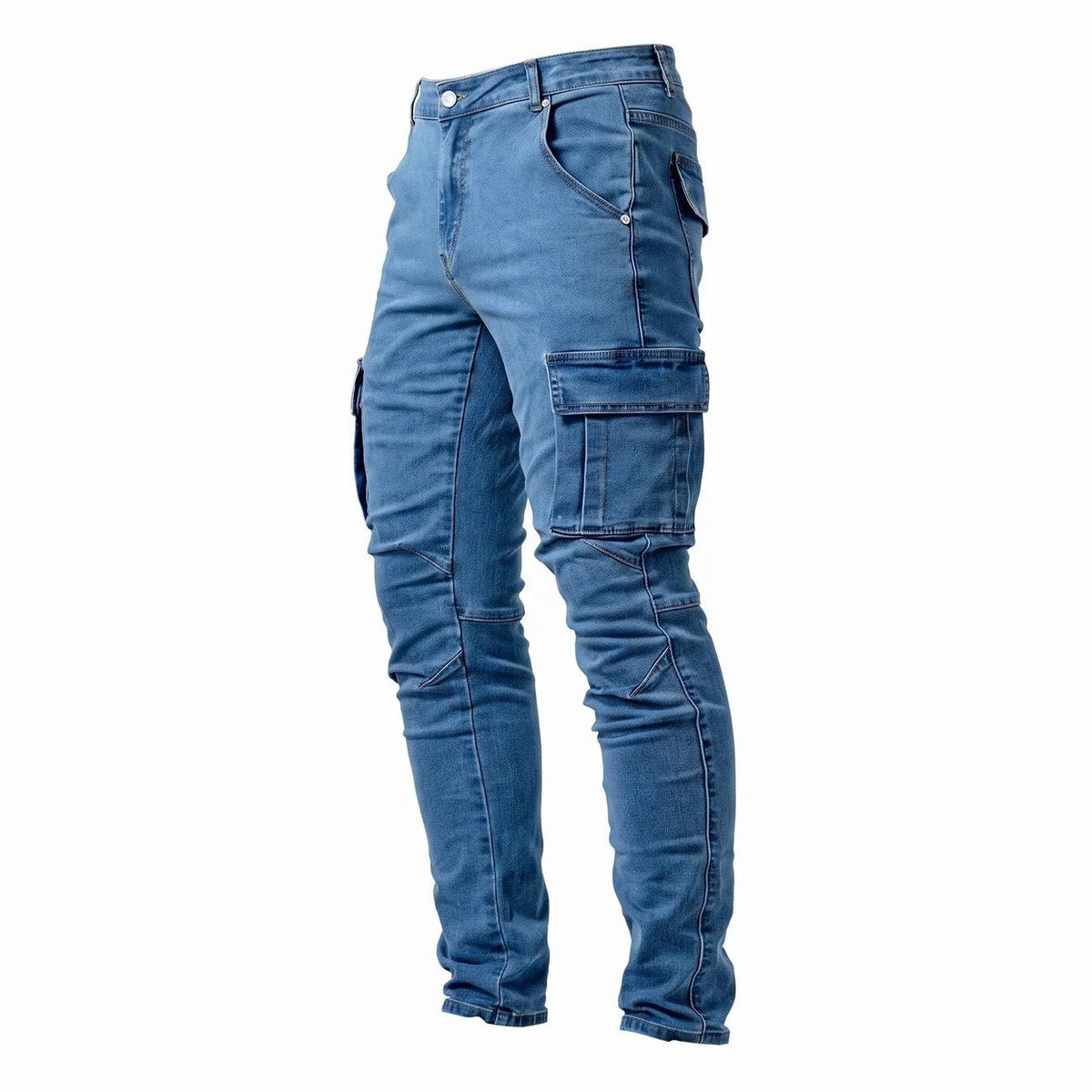 Marcus - Men's Slim Fit Cargo Jeans with Multiple Pockets - Jeans - Blue - Parker&Brooks