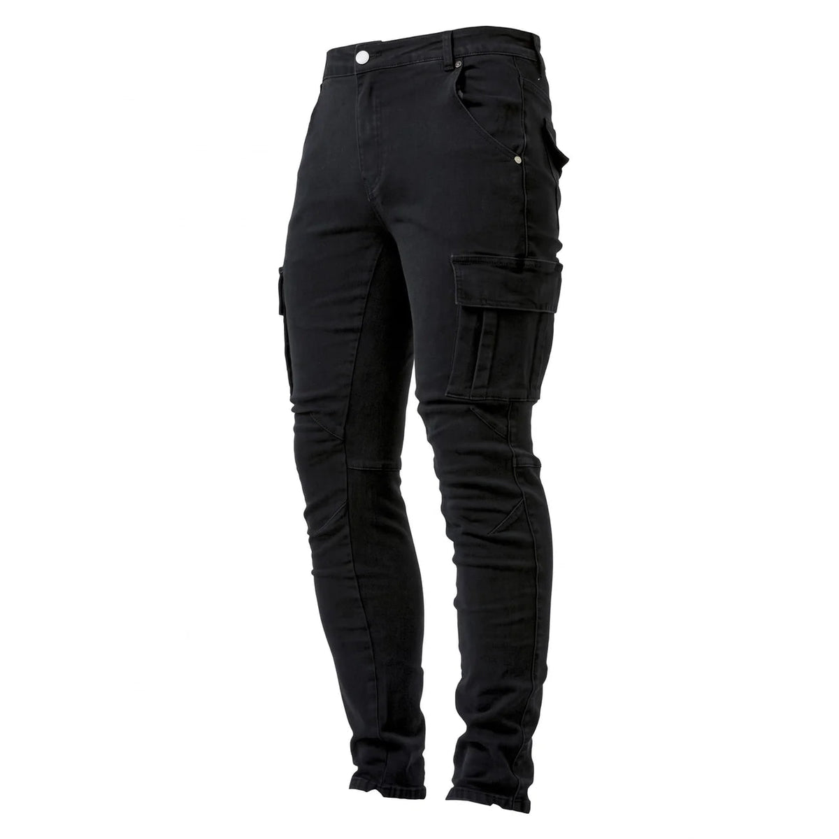 Marcus - Men's Slim Fit Cargo Jeans with Multiple Pockets - Jeans - Black - Parker&Brooks