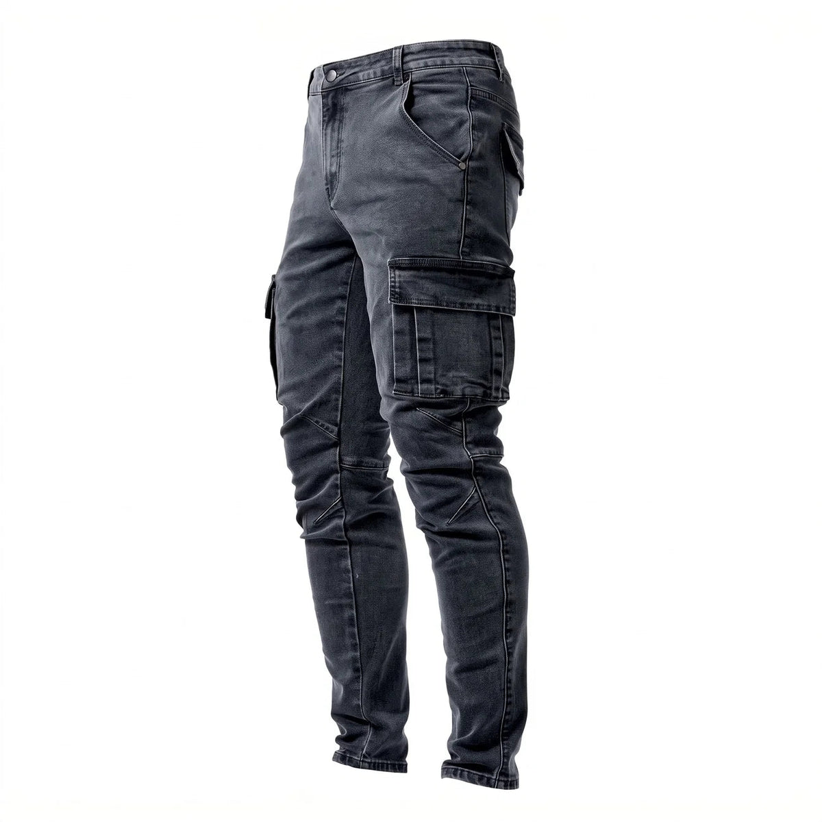 Marcus - Men's Slim Fit Cargo Jeans with Multiple Pockets - Jeans - Gray - Parker&Brooks