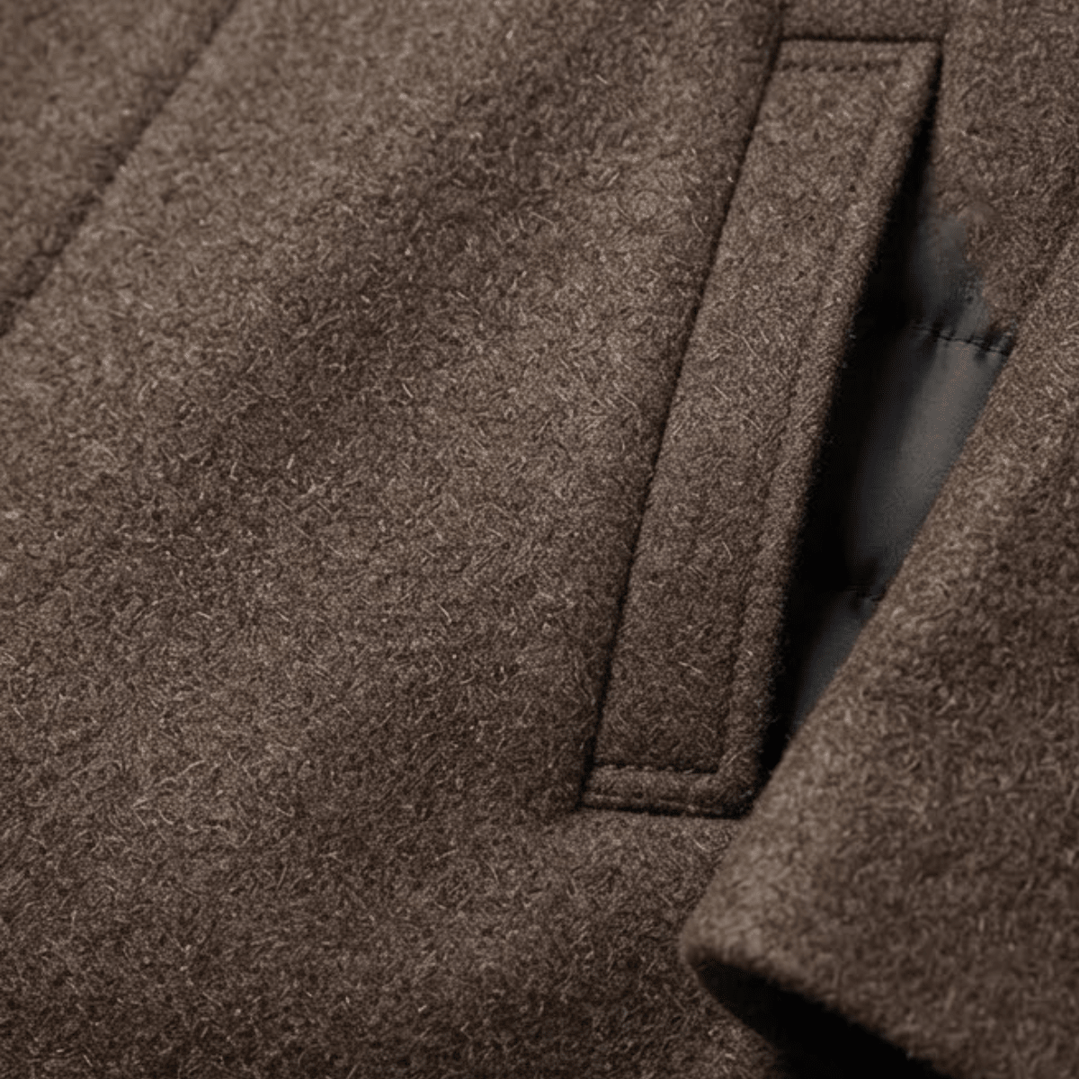 Marcus - Men's Stand Collar Zip-Front Longline Wool-Look Overcoat - Overcoats - Brown - Sarvento