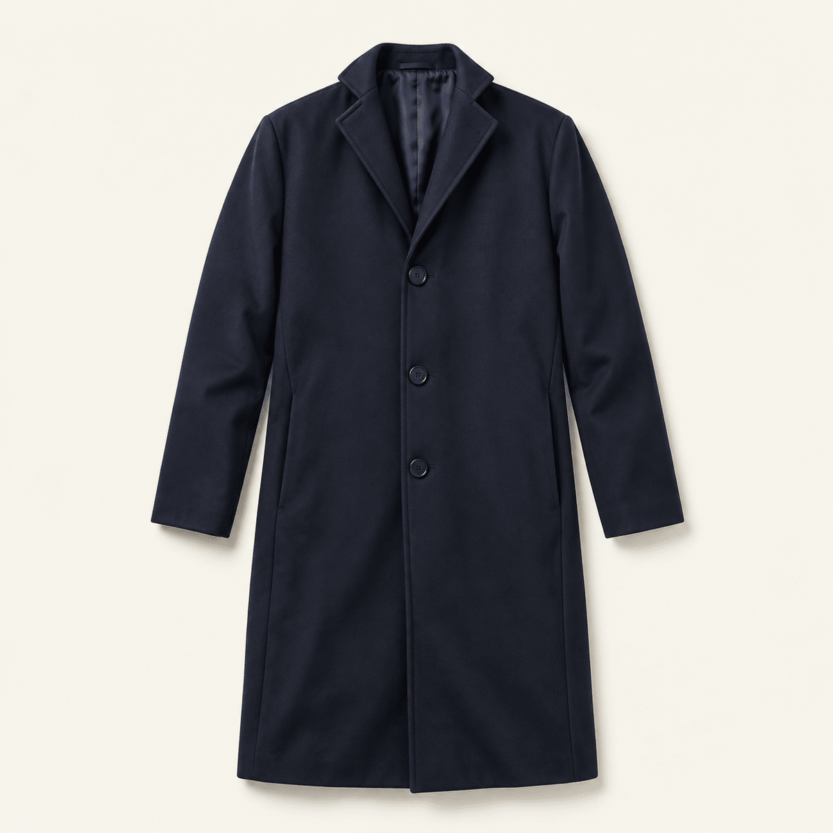 Marcus - Men's Tailored Single-Breasted Notch Lapel Longline Wool Overcoat - Overcoats - Khaki - Sarvento