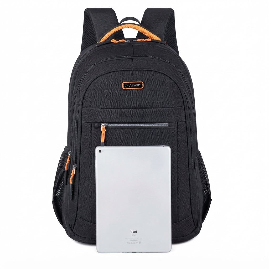 Marcus - Men's Water-Resistant Backpack with Side Pockets and Zip Front - Bagpacks - Orange - Parker&Brooks