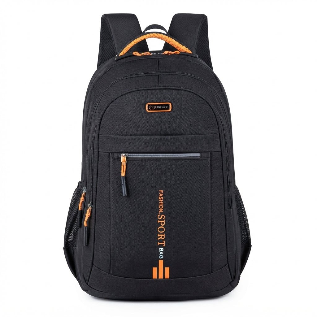 Marcus - Men's Water-Resistant Backpack with Side Pockets and Zip Front - Bagpacks - Orange - Parker&Brooks