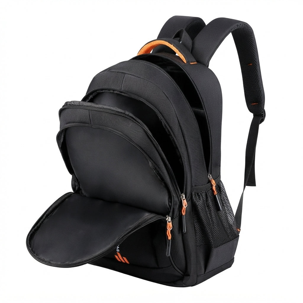 Marcus - Men's Water-Resistant Backpack with Side Pockets and Zip Front - Bagpacks - Orange - Parker&Brooks