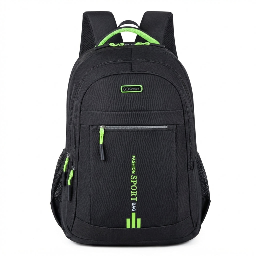 Marcus - Men's Water-Resistant Backpack with Side Pockets and Zip Front - Bagpacks - Green - Parker&Brooks