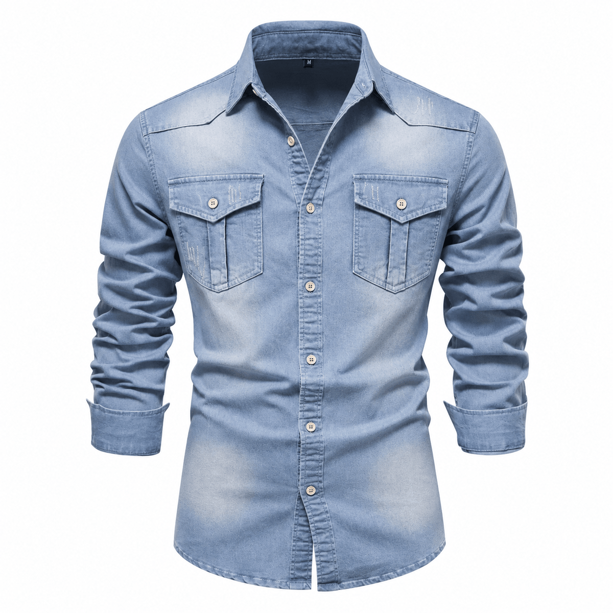 Marcus - Men's Western Style Shirt with Chest Pockets - Shirts - Light Blue - Parker&Brooks