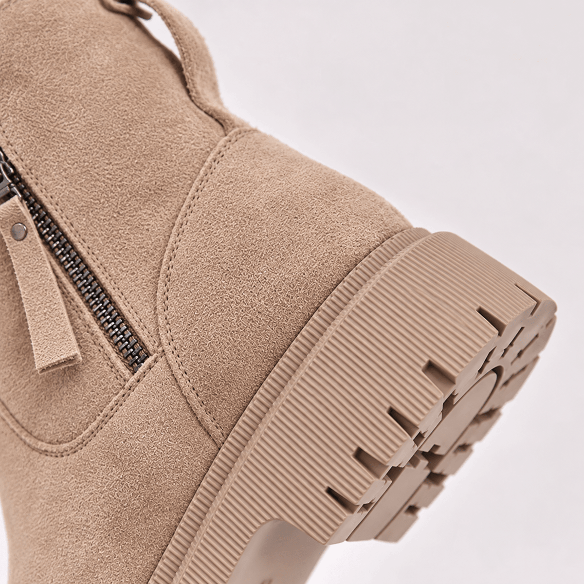 Margaret – Women’s Faux Fur Lined Zip-Up Ankle Boots - Boots - Beige - Sarvento