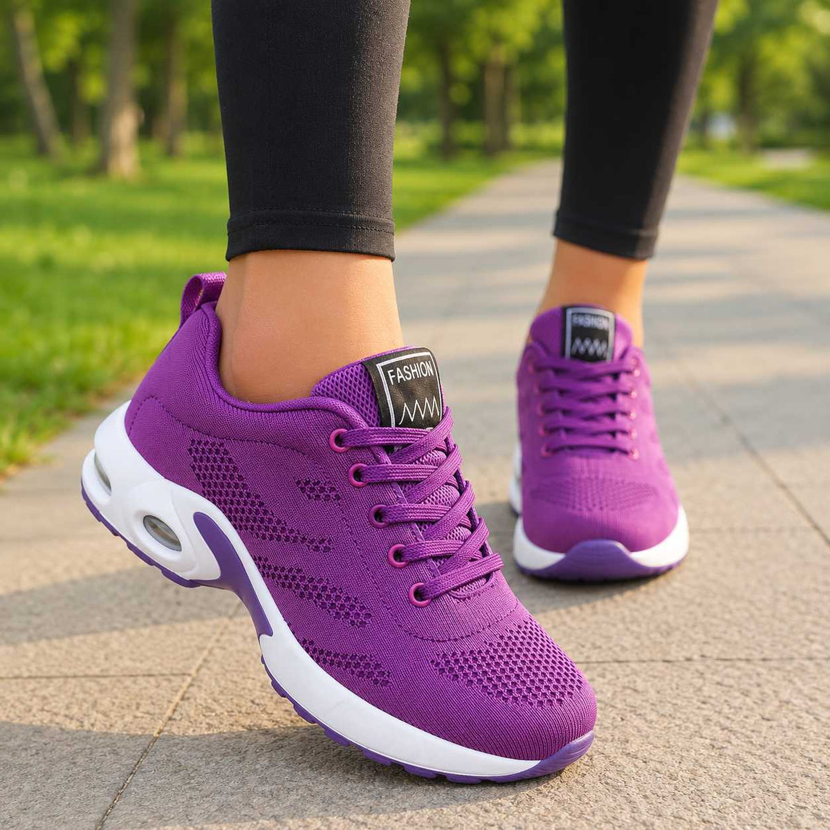 Marley - Women's Orthopedic Lace-Up Trainers with Cushioned Sole - Sneakers - Purple - Parker&Brooks