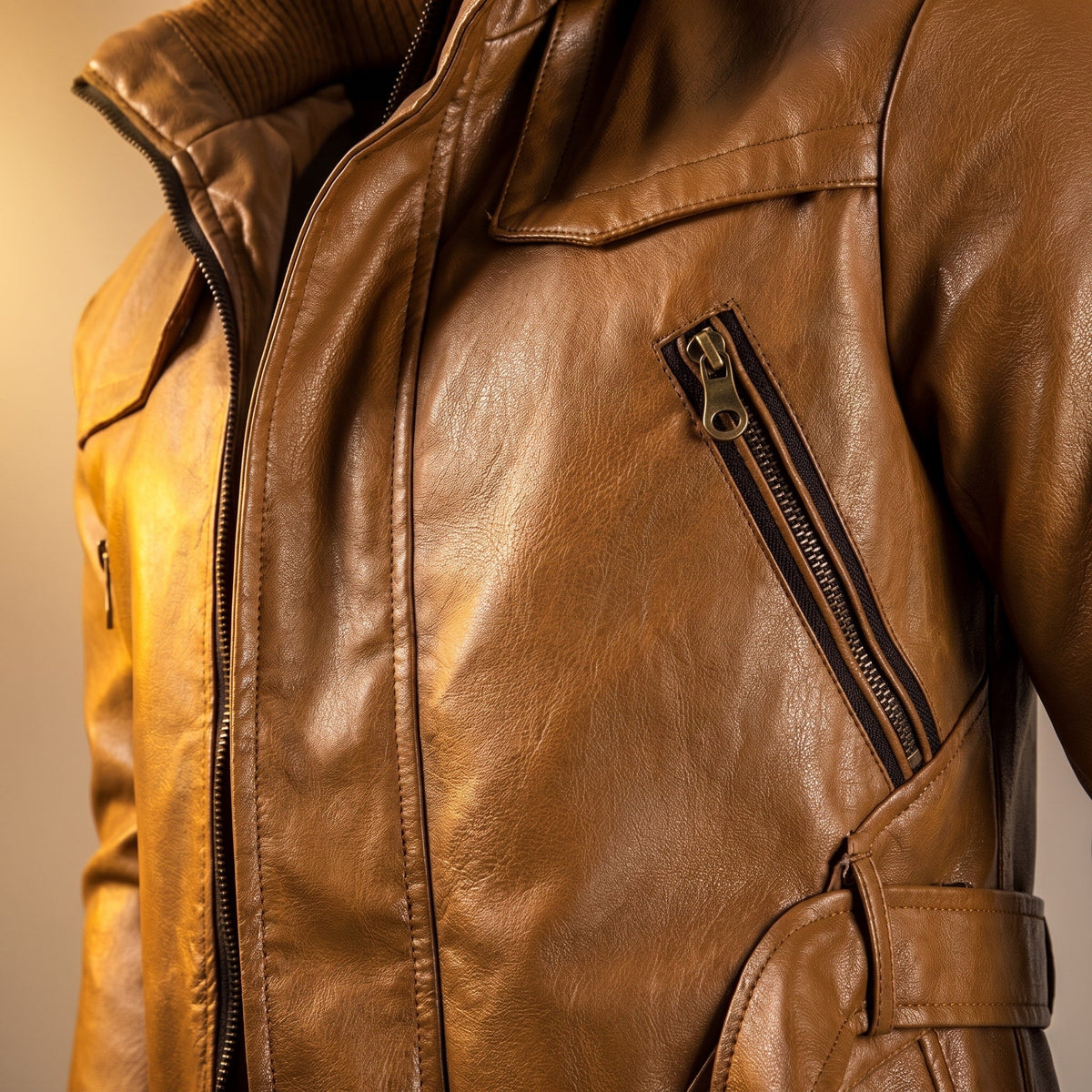 Marvin - Men's Hooded Longline Jacket with Belted Waist - Coats & Jackets - Brown - Parker&Brooks