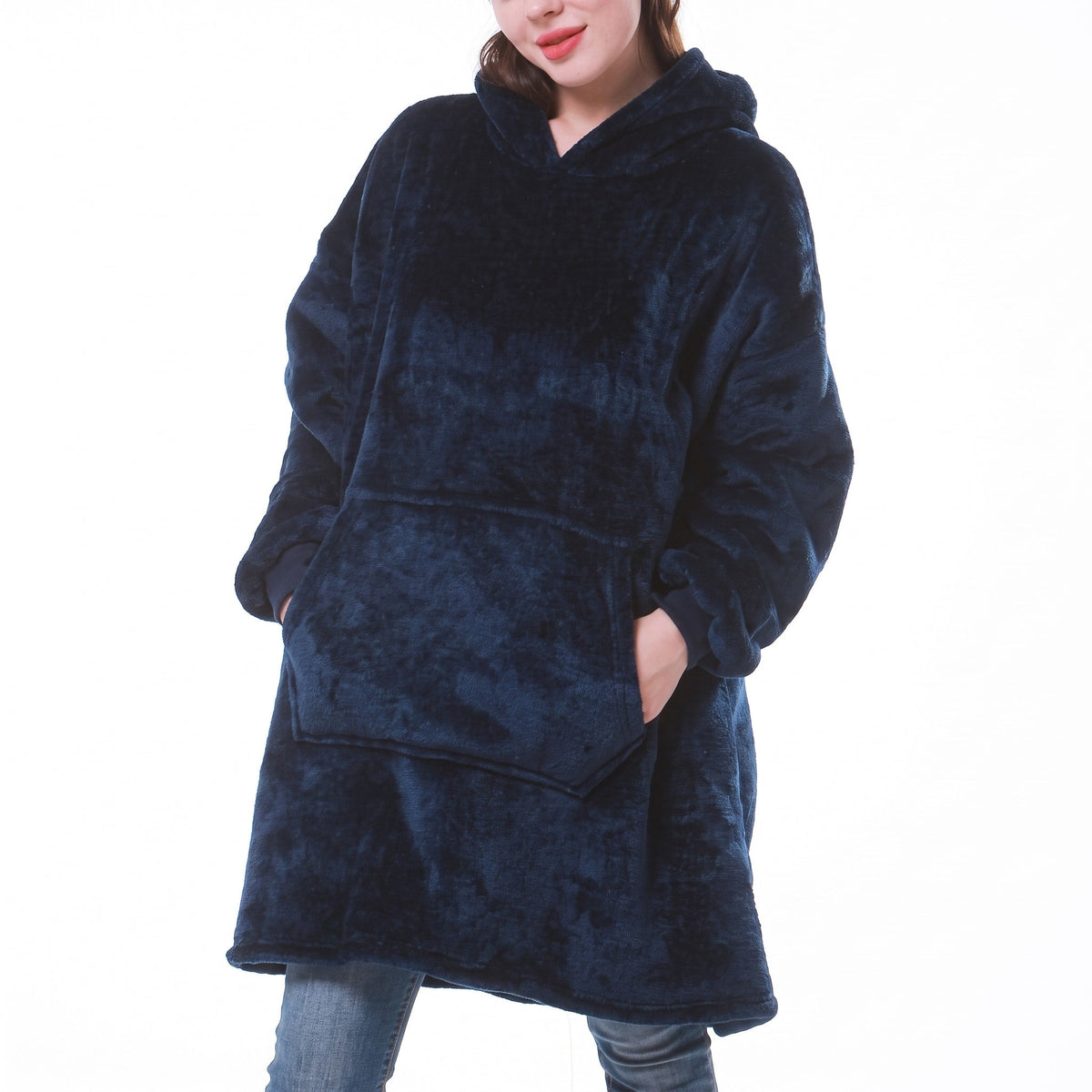 Megan - Women's Oversized Hooded Blanket Sweatshirt with Front Pocket - Blanket & Sleep Sacks - Blue - Sarvento