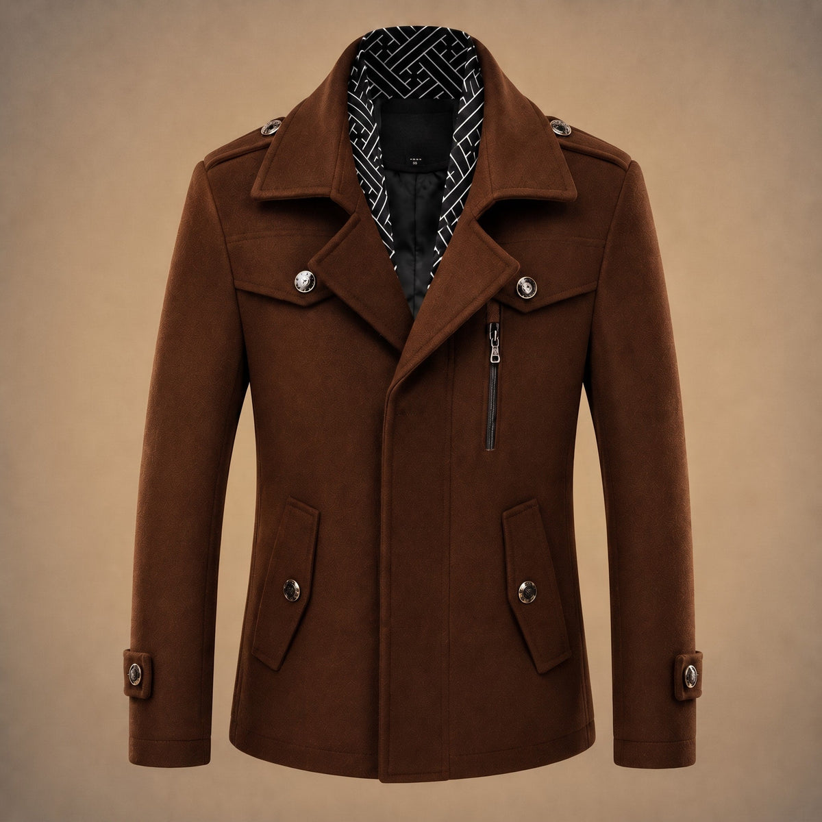 Miller - Men's Tailored Longline Overcoat with Multiple Pockets - Overcoats - Dark Brown - Parker&Brooks
