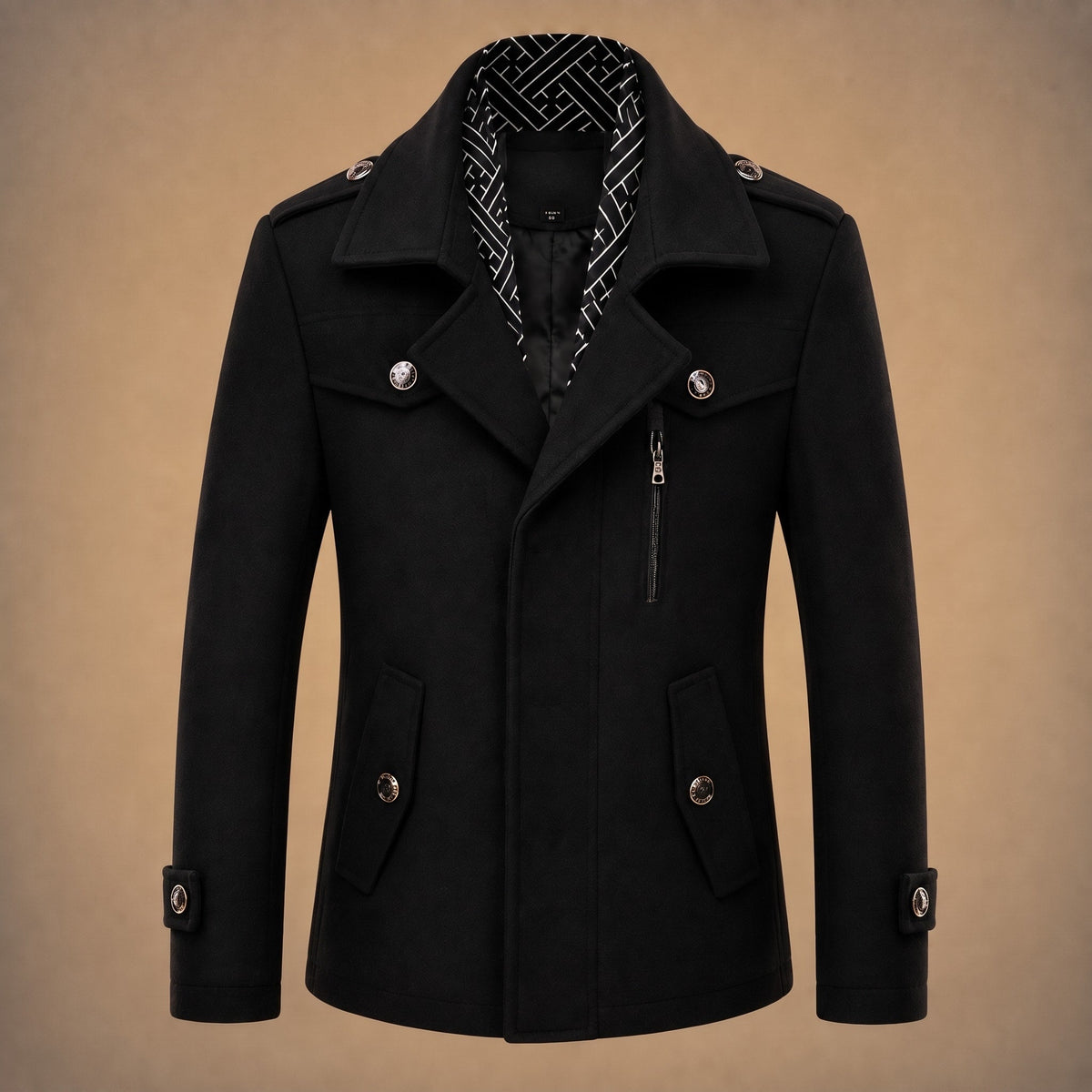 Miller - Men's Tailored Longline Overcoat with Multiple Pockets - Overcoats - Black - Parker&Brooks