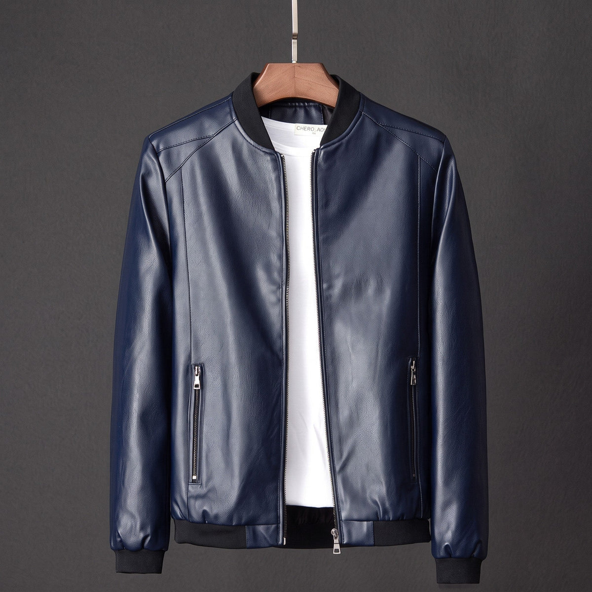 Oliver – Men’s Bomber Collar Baseball Jacket Multi-Zip Pockets - Bomber Jackets - Navy - Sarvento