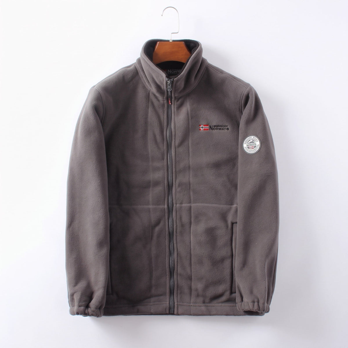 Oliver – Men’s Full-Zip Stand Collar Fleece Jacket - Coats & Jackets - Gray - Sarvento