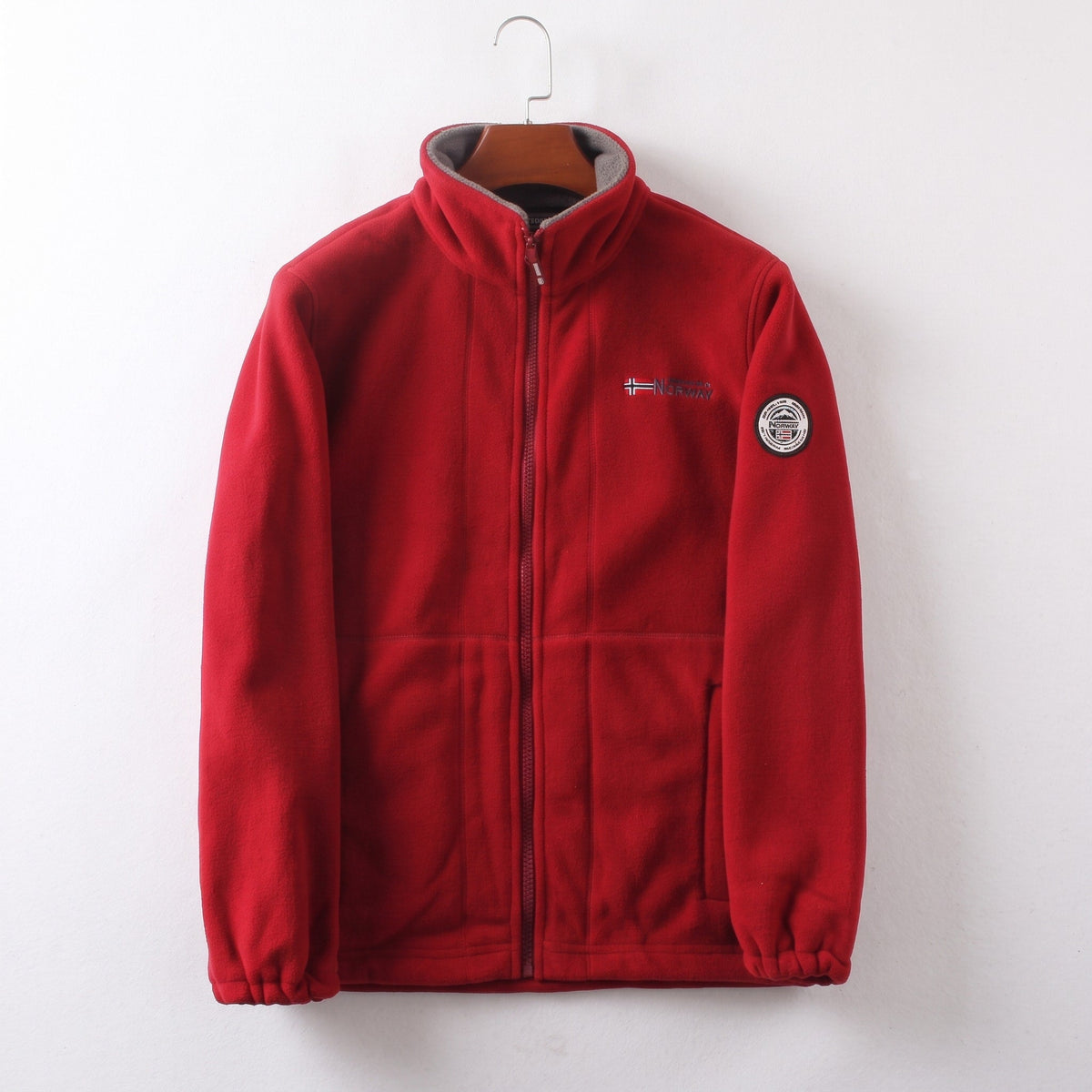 Oliver – Men’s Full-Zip Stand Collar Fleece Jacket - Coats & Jackets - Red - Sarvento