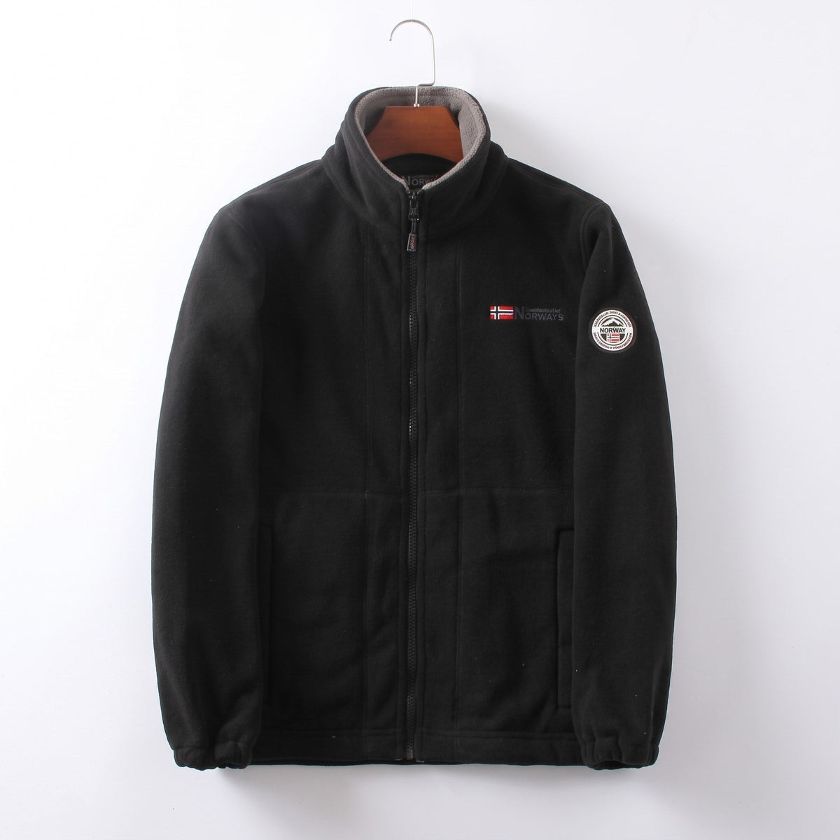 Oliver – Men’s Full-Zip Stand Collar Fleece Jacket - Coats & Jackets - Black - Sarvento