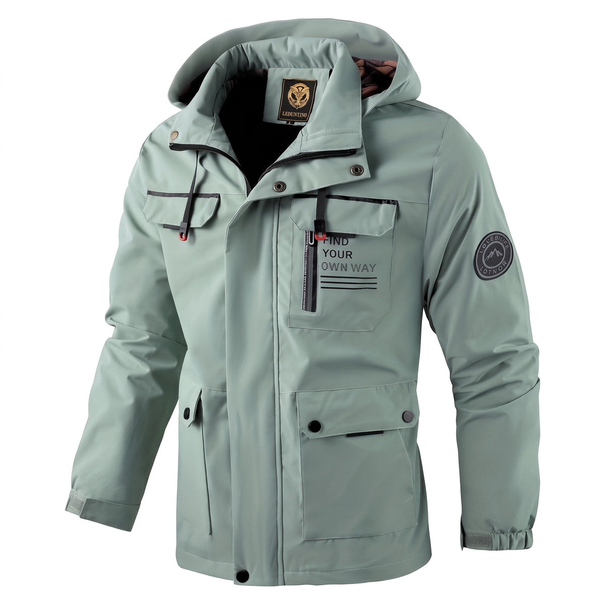 Oliver - Men's Hooded Multi-Pocket Jacket with Zip Closure - Coats & Jackets - Light Green - Parker&Brooks