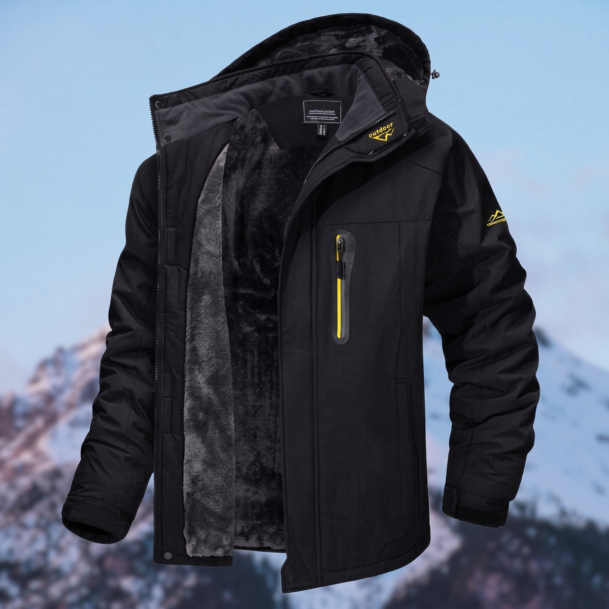 Oliver - Men's Hooded Parka Jacket with Fleece Lining and Zip Pockets - Parkas - Black - Sarvento