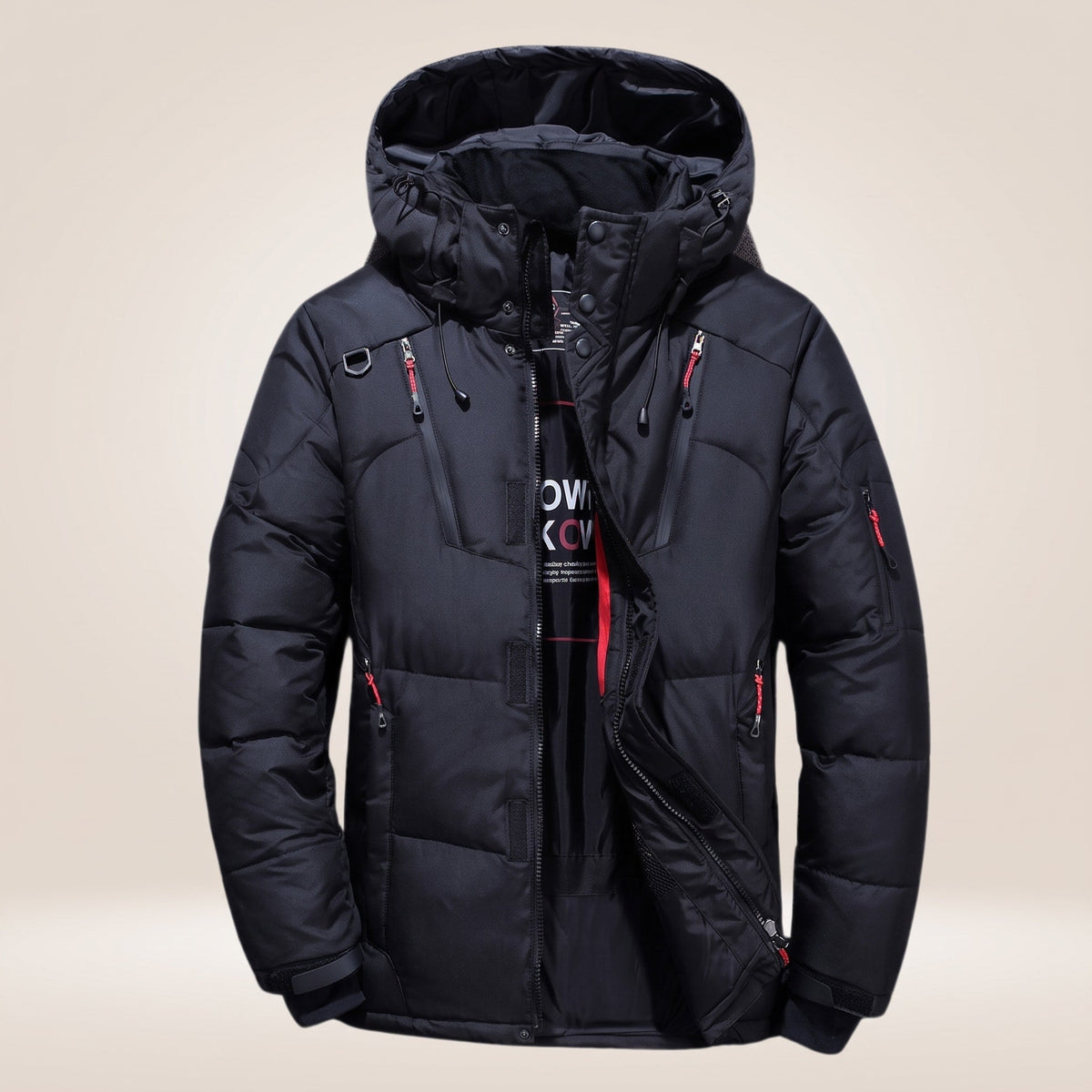 Oliver – Men’s Hooded Quilted Parka with Multiple Zip Pockets - Parka Jackets - Black - Sarvento