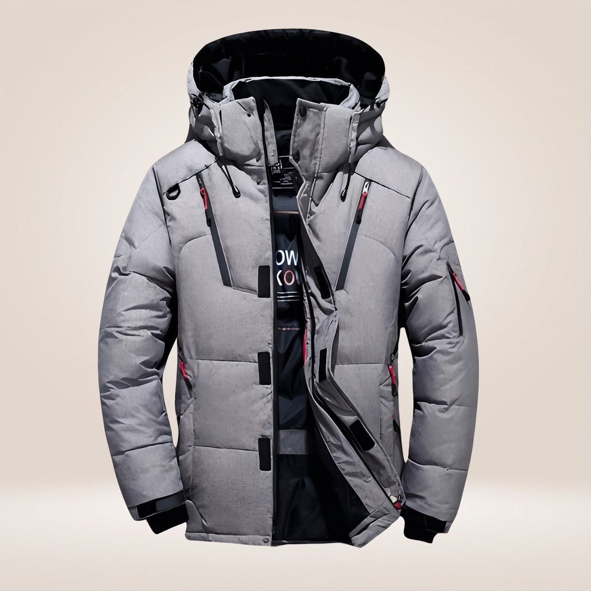 Oliver – Men’s Hooded Quilted Parka with Multiple Zip Pockets - Parka Jackets - Gray - Sarvento