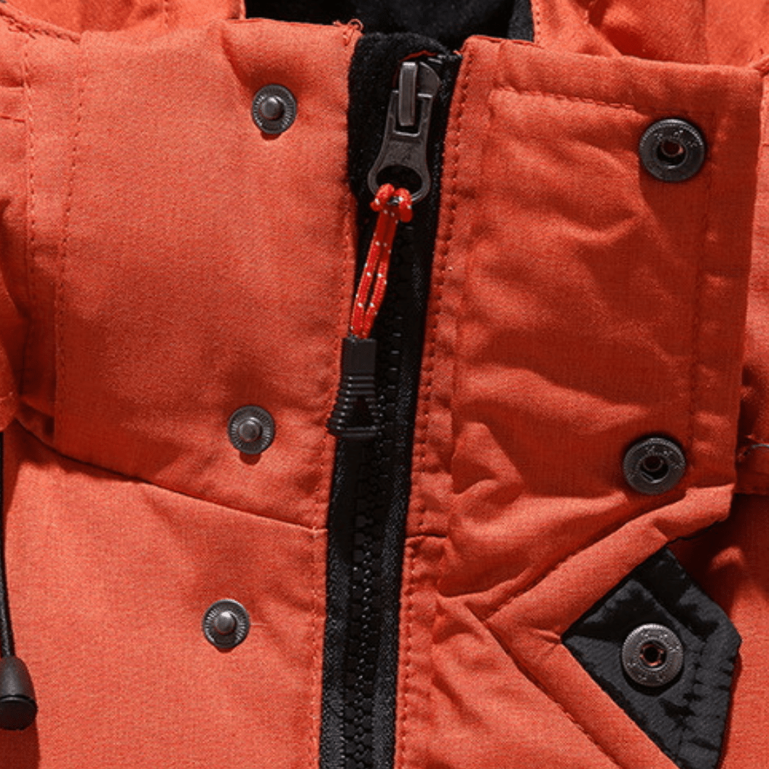 Oliver – Men’s Hooded Quilted Parka with Multiple Zip Pockets - Parka Jackets - Orange - Sarvento