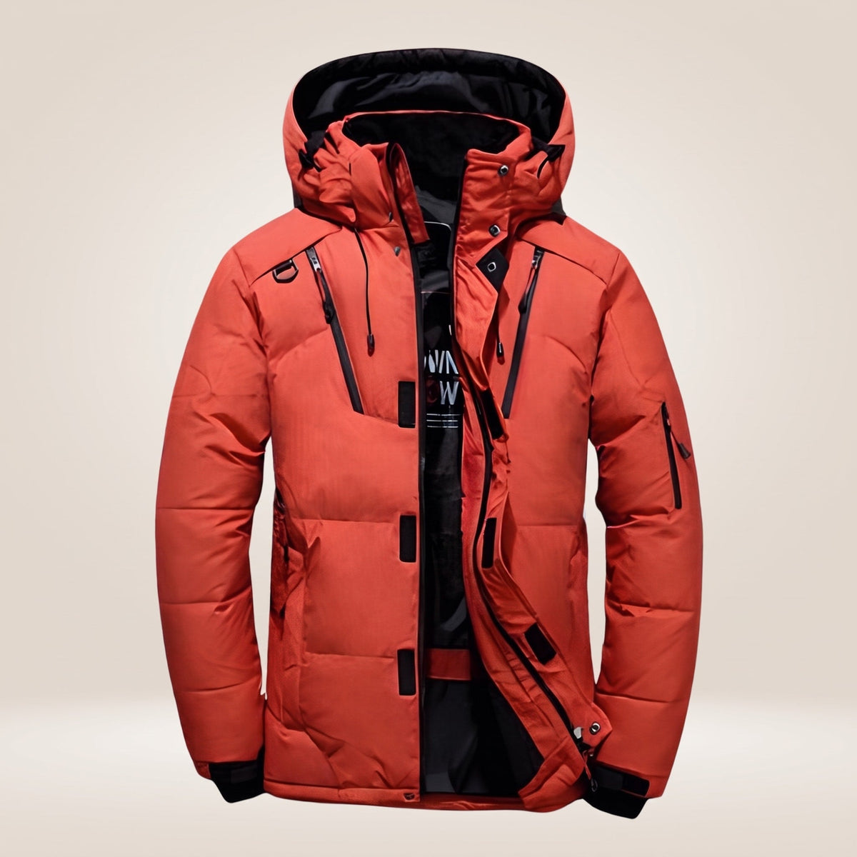 Oliver – Men’s Hooded Quilted Parka with Multiple Zip Pockets - Parka Jackets - Orange - Sarvento
