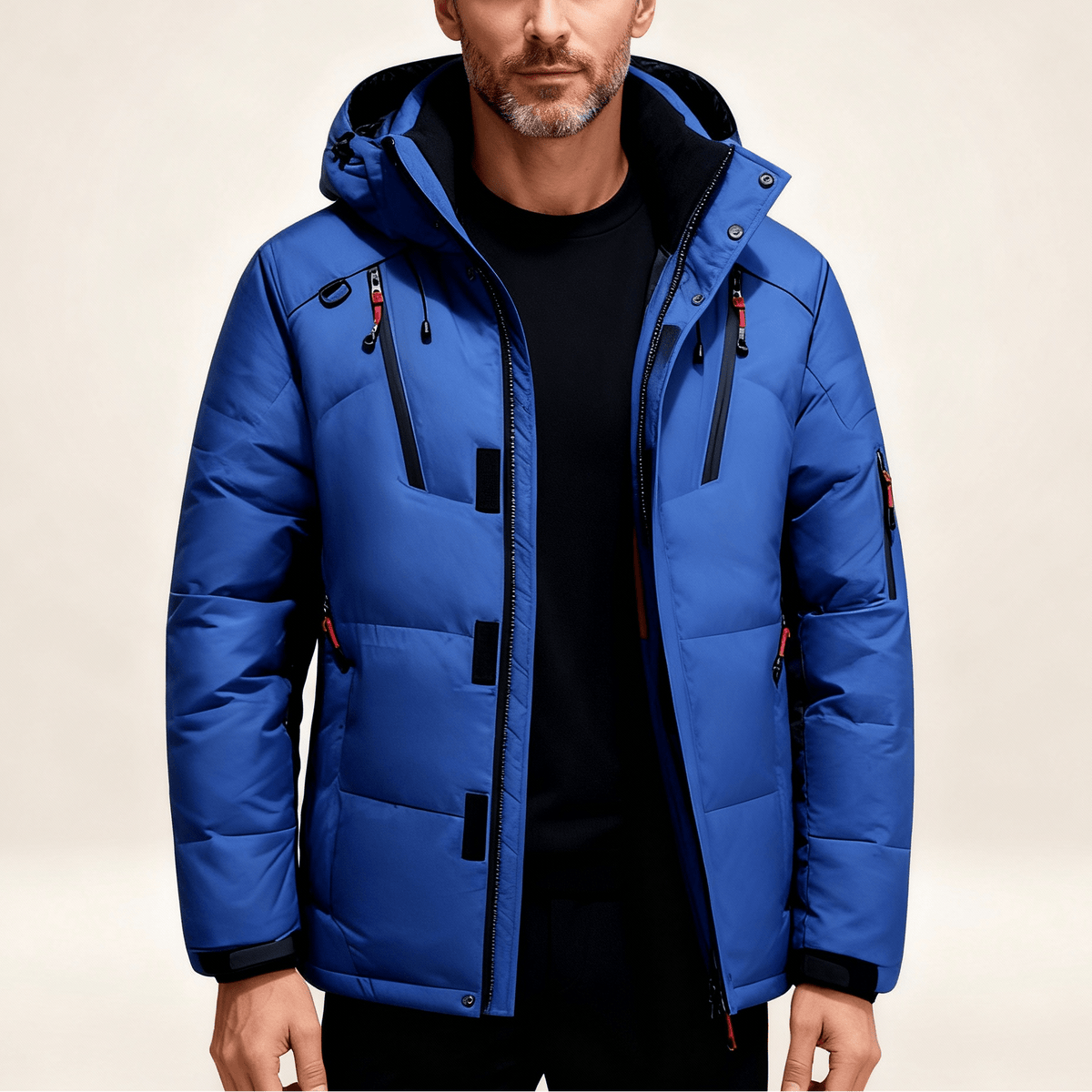 Oliver – Men’s Hooded Quilted Parka with Multiple Zip Pockets - Parka Jackets - Blue - Sarvento