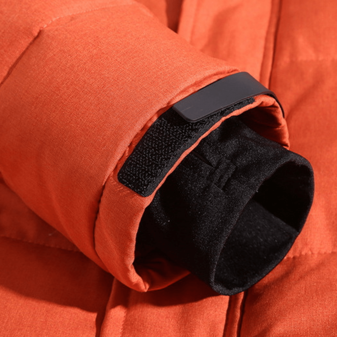 Oliver – Men’s Hooded Quilted Parka with Multiple Zip Pockets - Parka Jackets - Orange - Sarvento